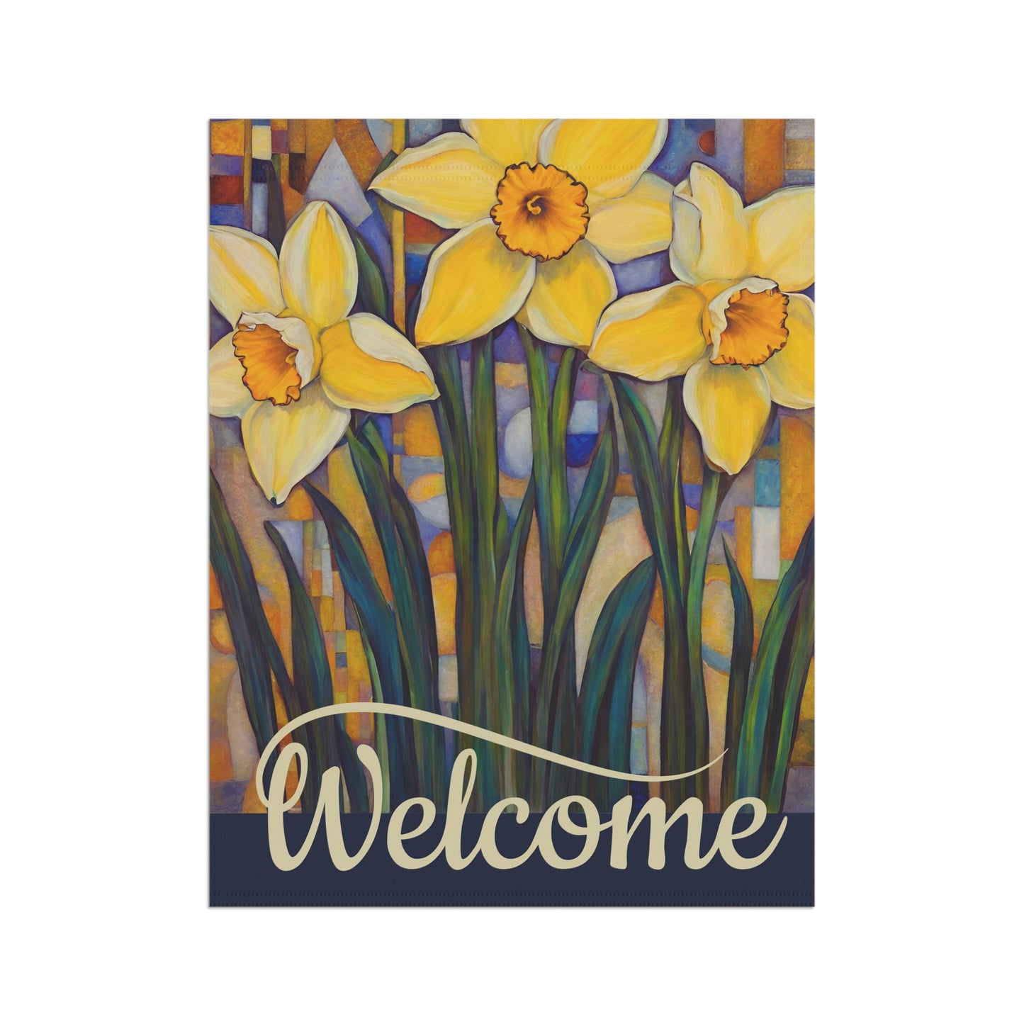 Happy Daffodils Welcome 2-Sided Garden & House Flag/Banner