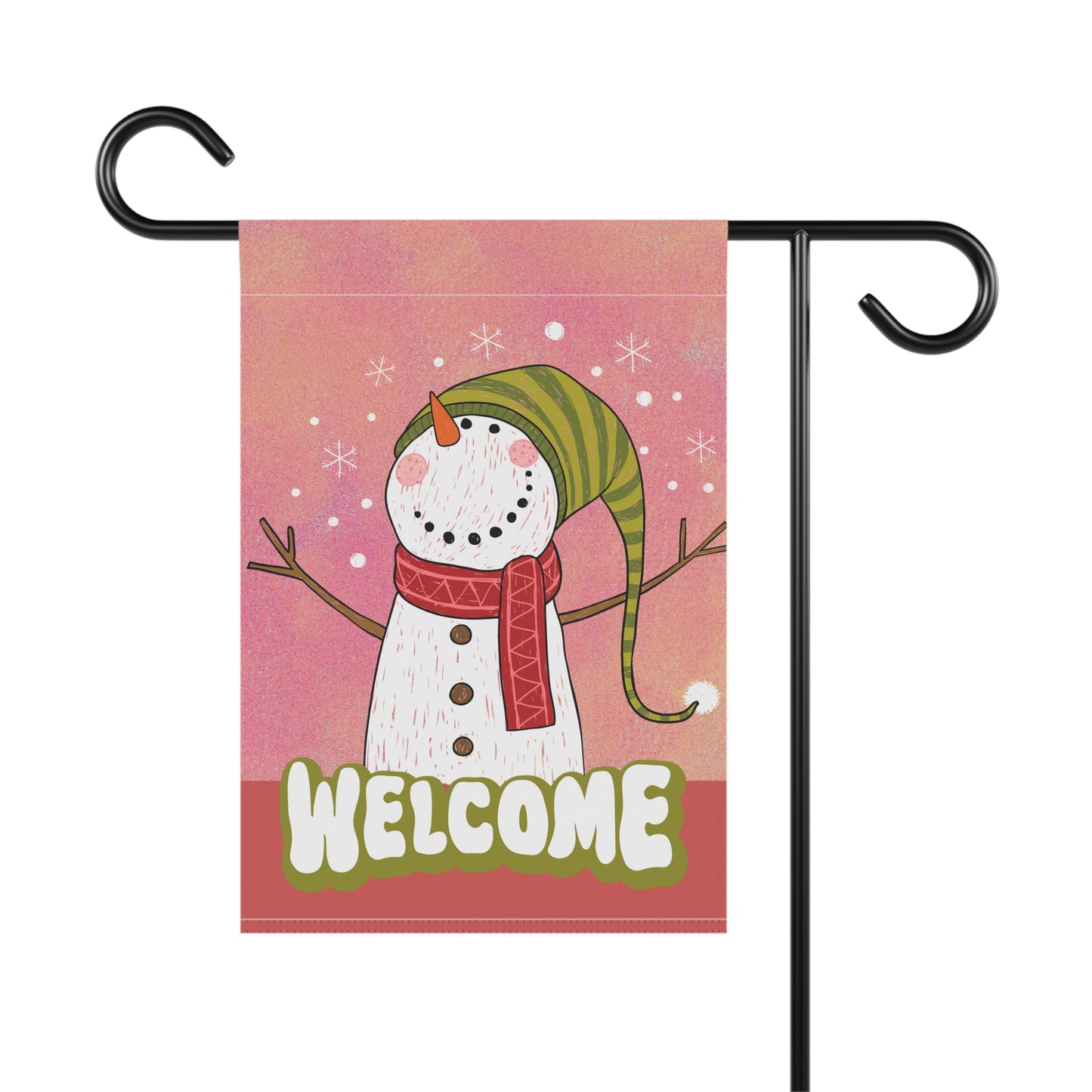 Watercolor Snowman Welcome 2-Sided Garden & House Flag/Banner