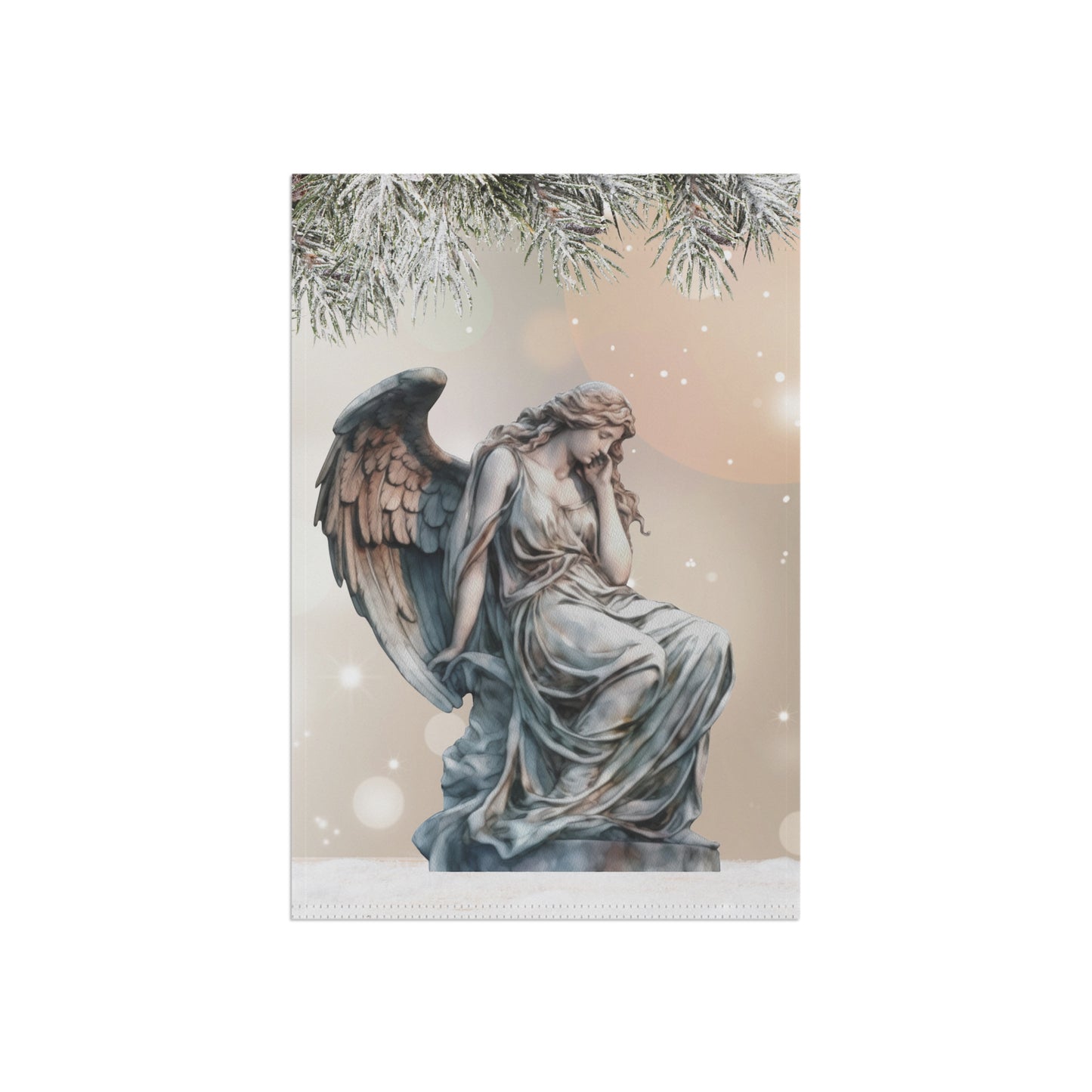 Angel Statue in Snow 2-Sided Garden & House Banner