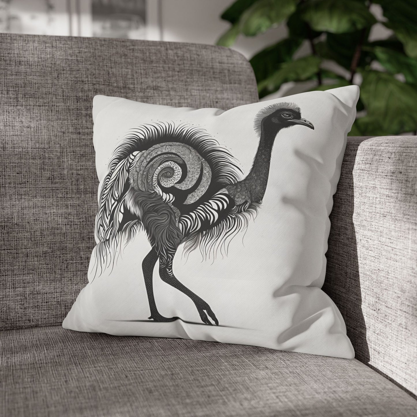 Ostrich Square Poly Canvas Pillowcase