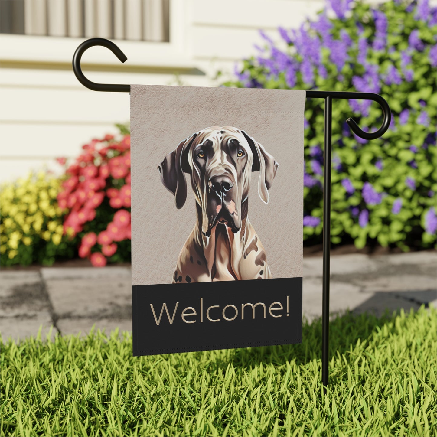 Great Dane Welcome 2-Sided Garden & House Flag/Banner