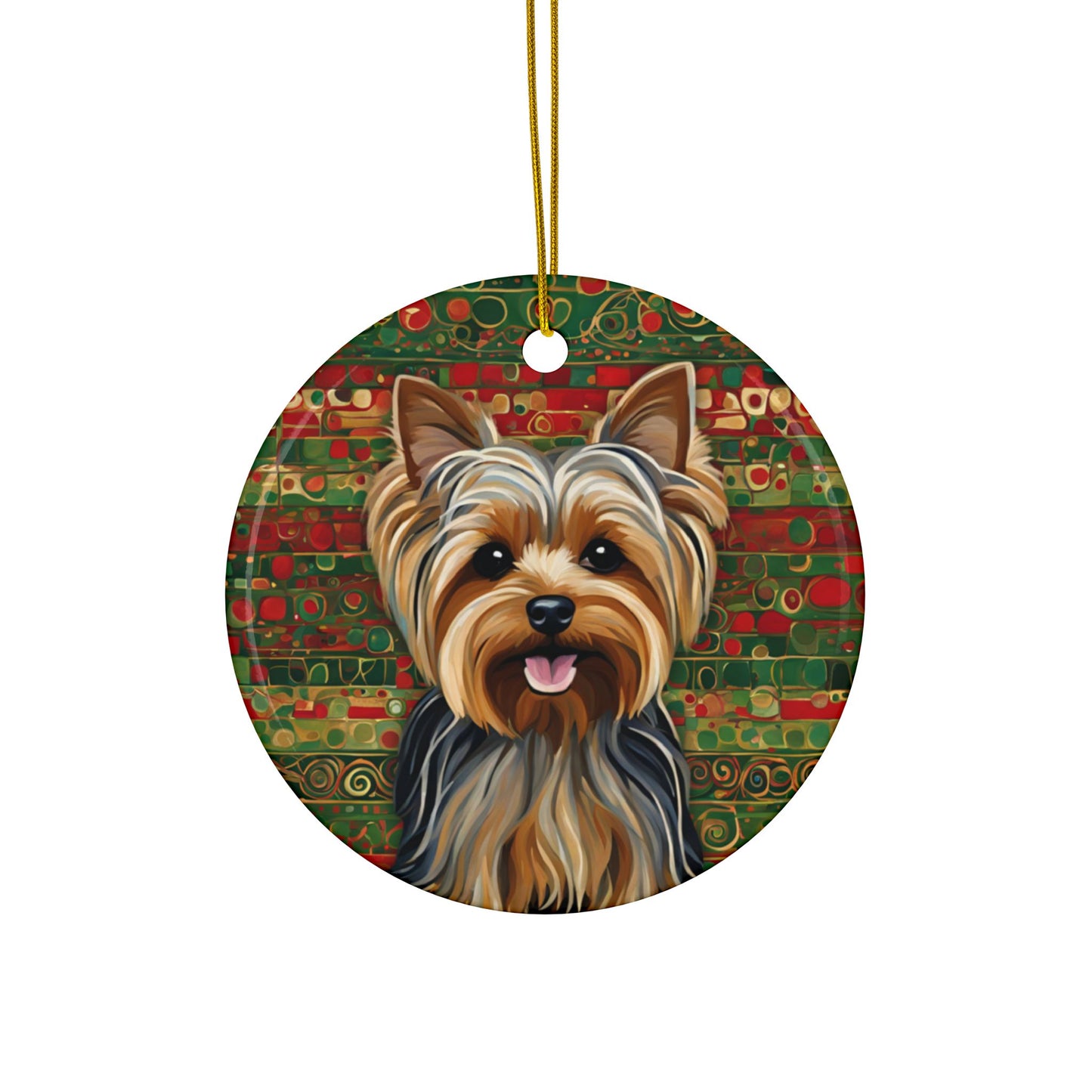 Yorkie 3" Ceramic Ornaments, 2-Side Print, (1pc, 10pcs)