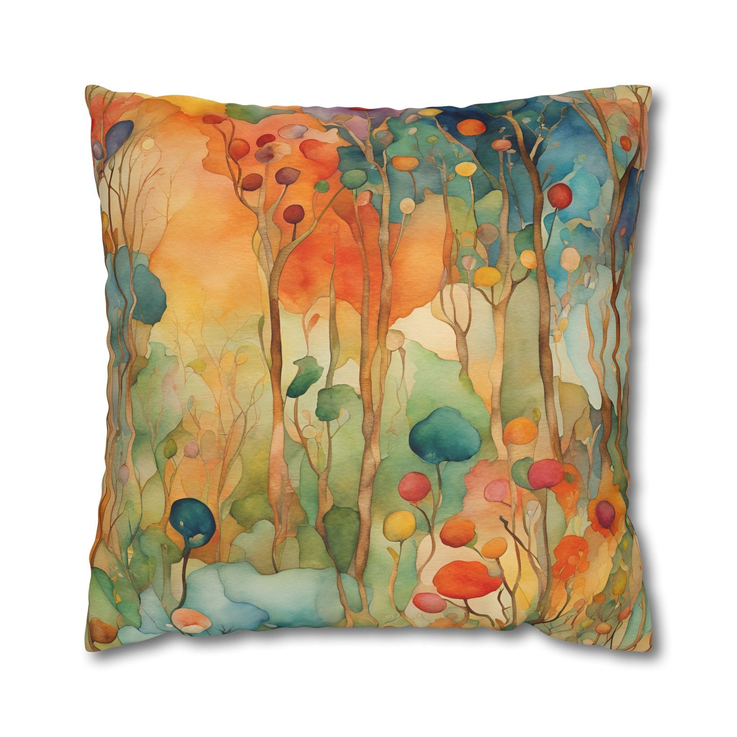 Guthrie Watercolor Square Poly Canvas Pillowcase