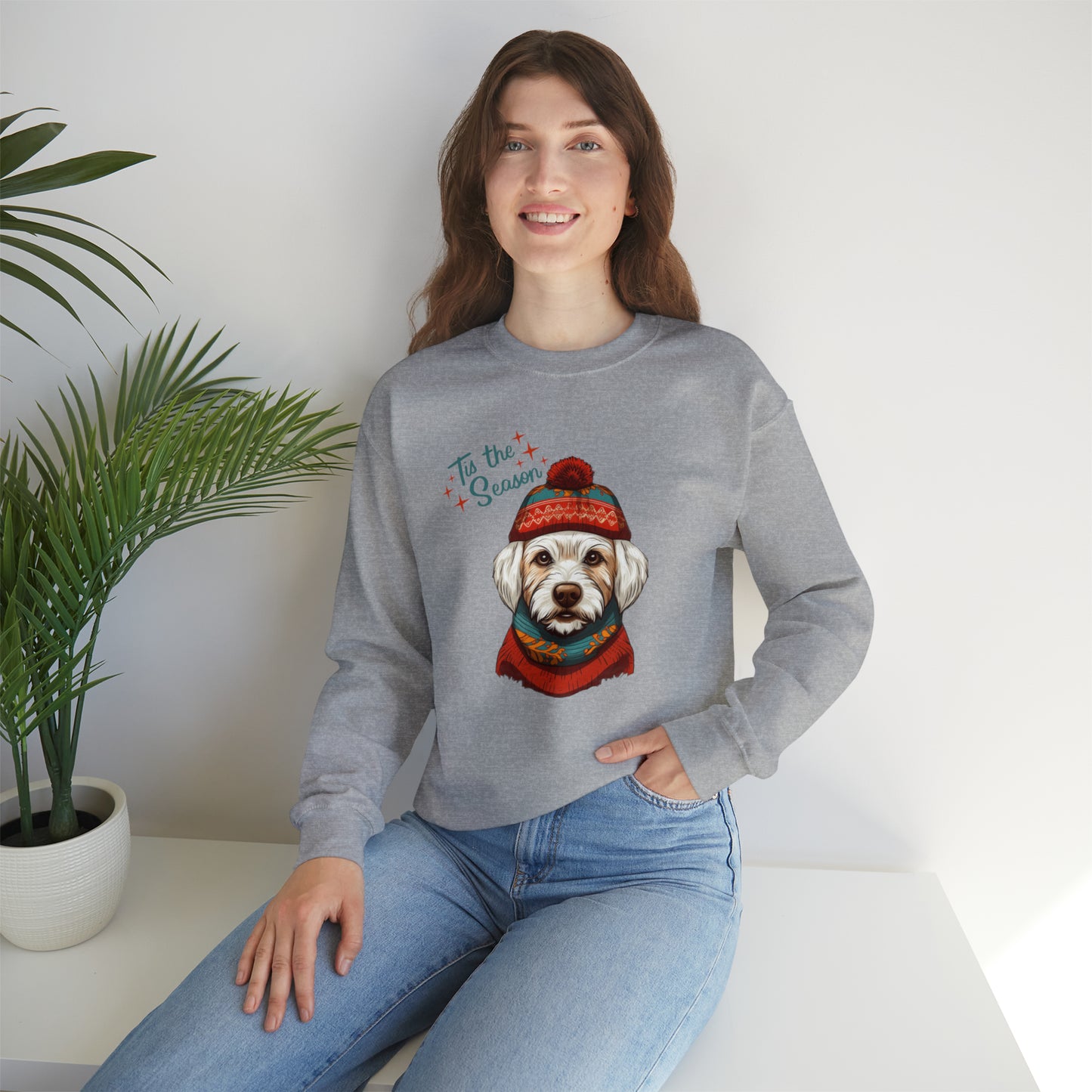 West Highland Terrier in Hat & Scarf Tis the Season Unisex Heavy Blend™ Crewneck Sweatshirt