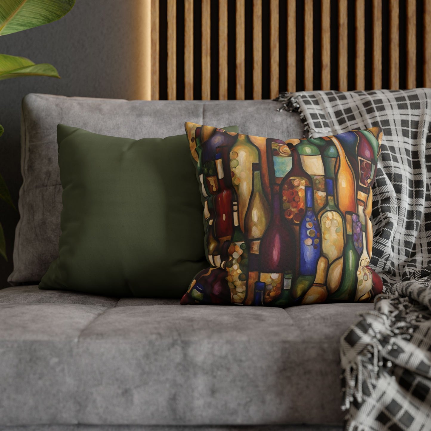 Vino Abstract Square Poly Canvas Pillowcase