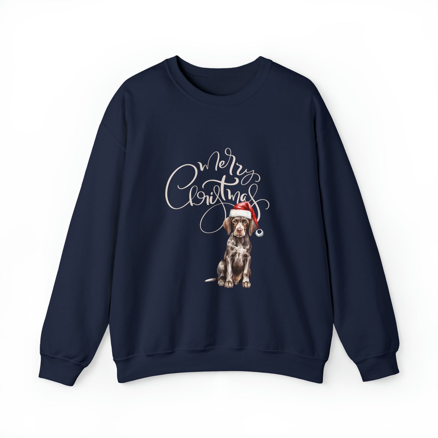 Merry Christmas Puppy in Santa Hat Unisex Heavy Blend™ Crewneck Sweatshirt