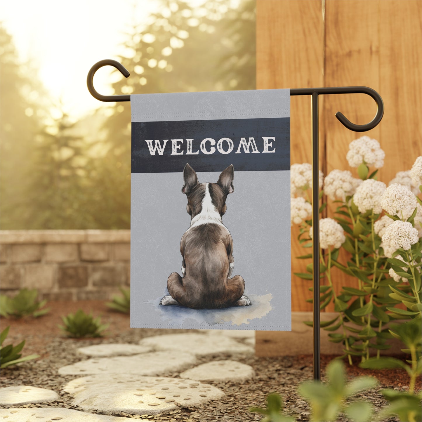 Boston Terrier Welcome 2-Sided Garden & House Flag/Banner