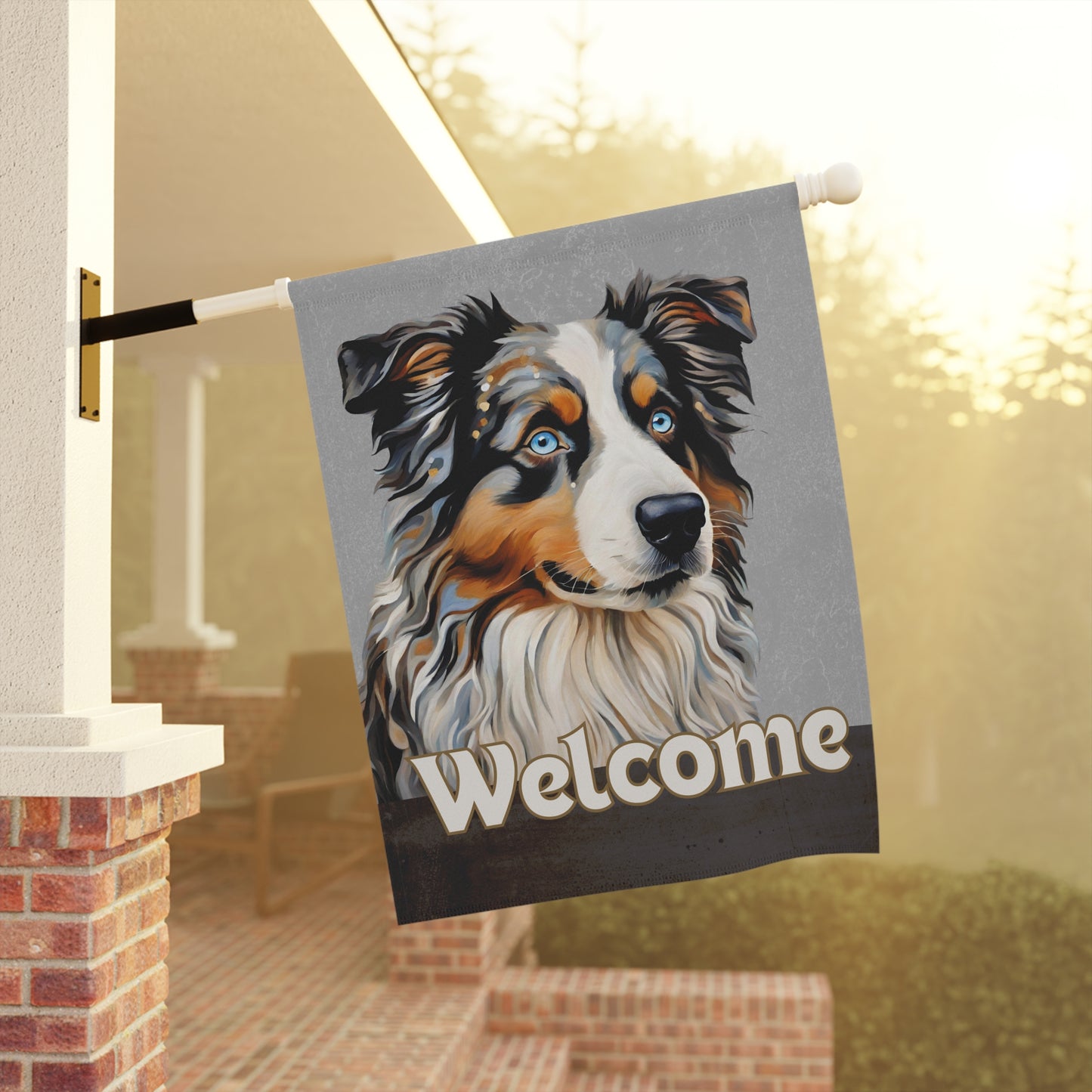 Australian Shepherd Welcome 2-Sided Garden & House Flag/Banner