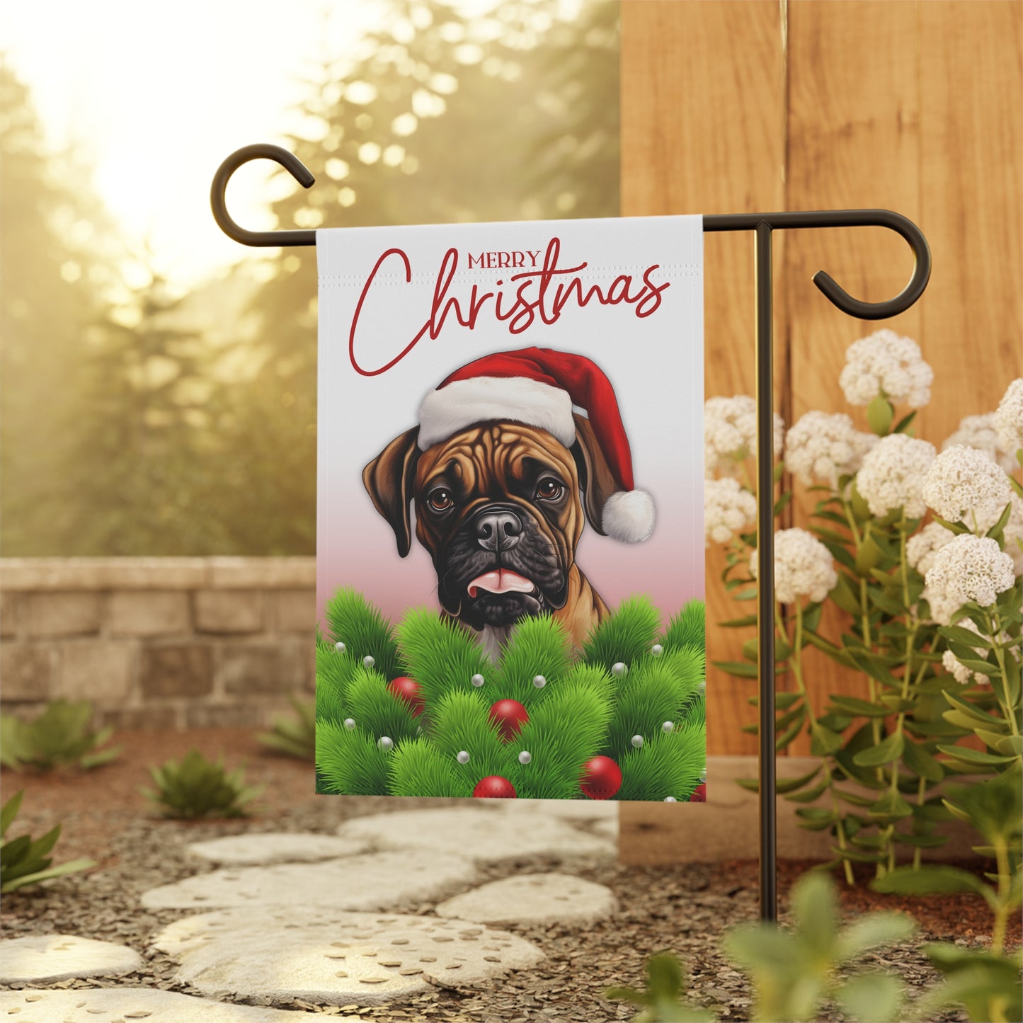 Boxer Merry Christmas Garden & House Flag/Banner