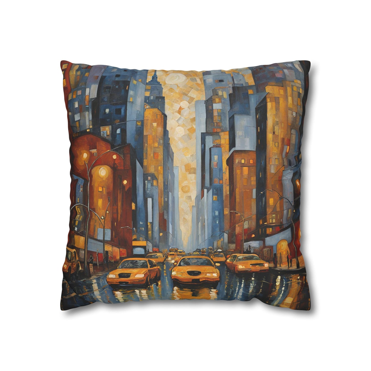 New York Square Poly Canvas Pillowcase