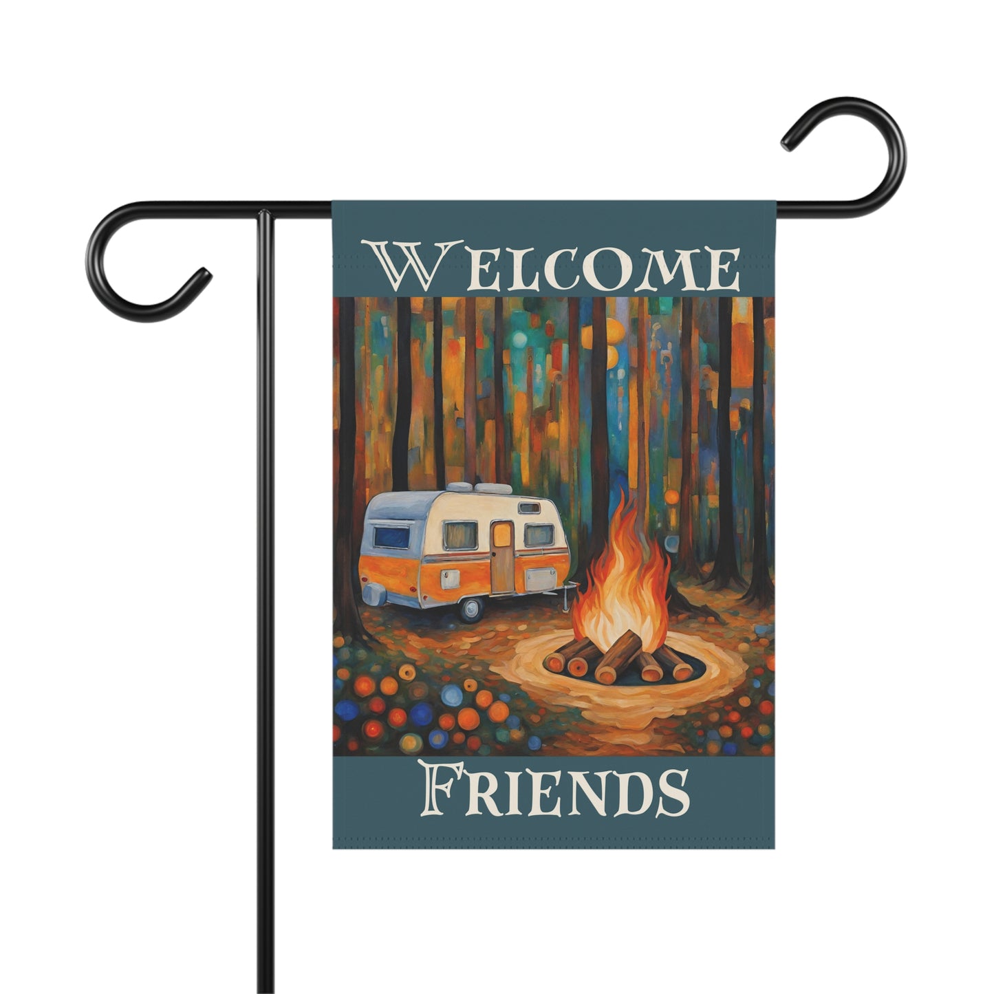 Welcome Friends Camper 2-Sided Garden & House Flag/Banner