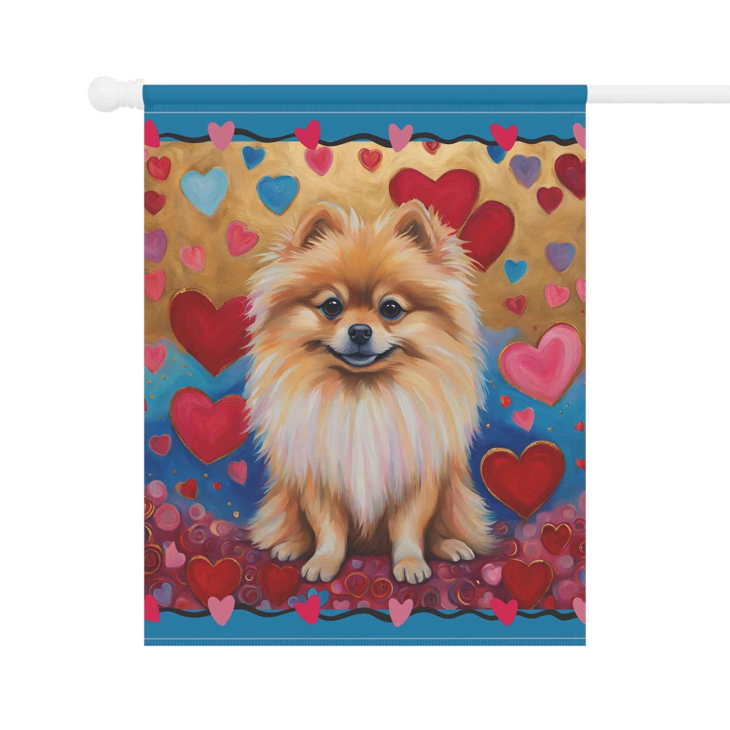 Pomeranian Valentine 2-Sided Garden & House Flag/Banner