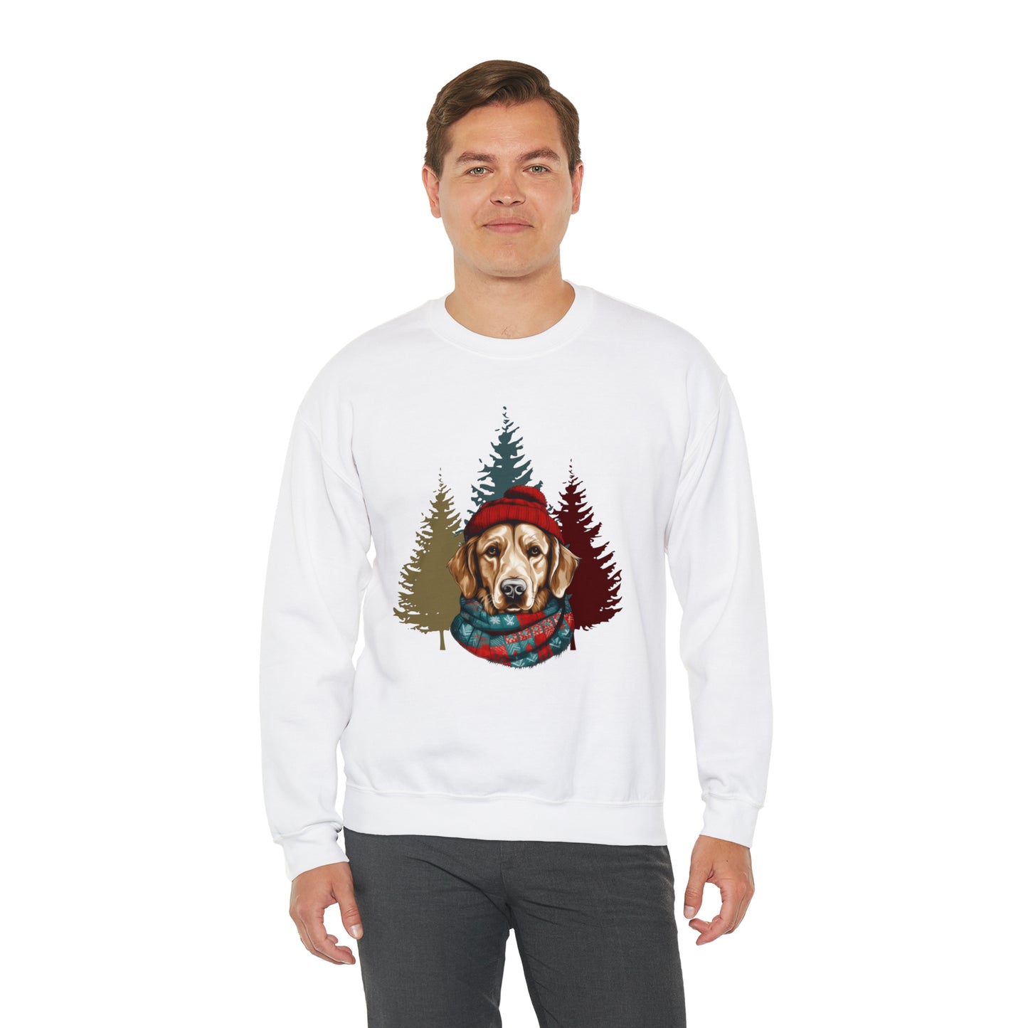 Golden Retriever in Hat & Scarf Unisex Heavy Blend™ Crewneck Sweatshirt