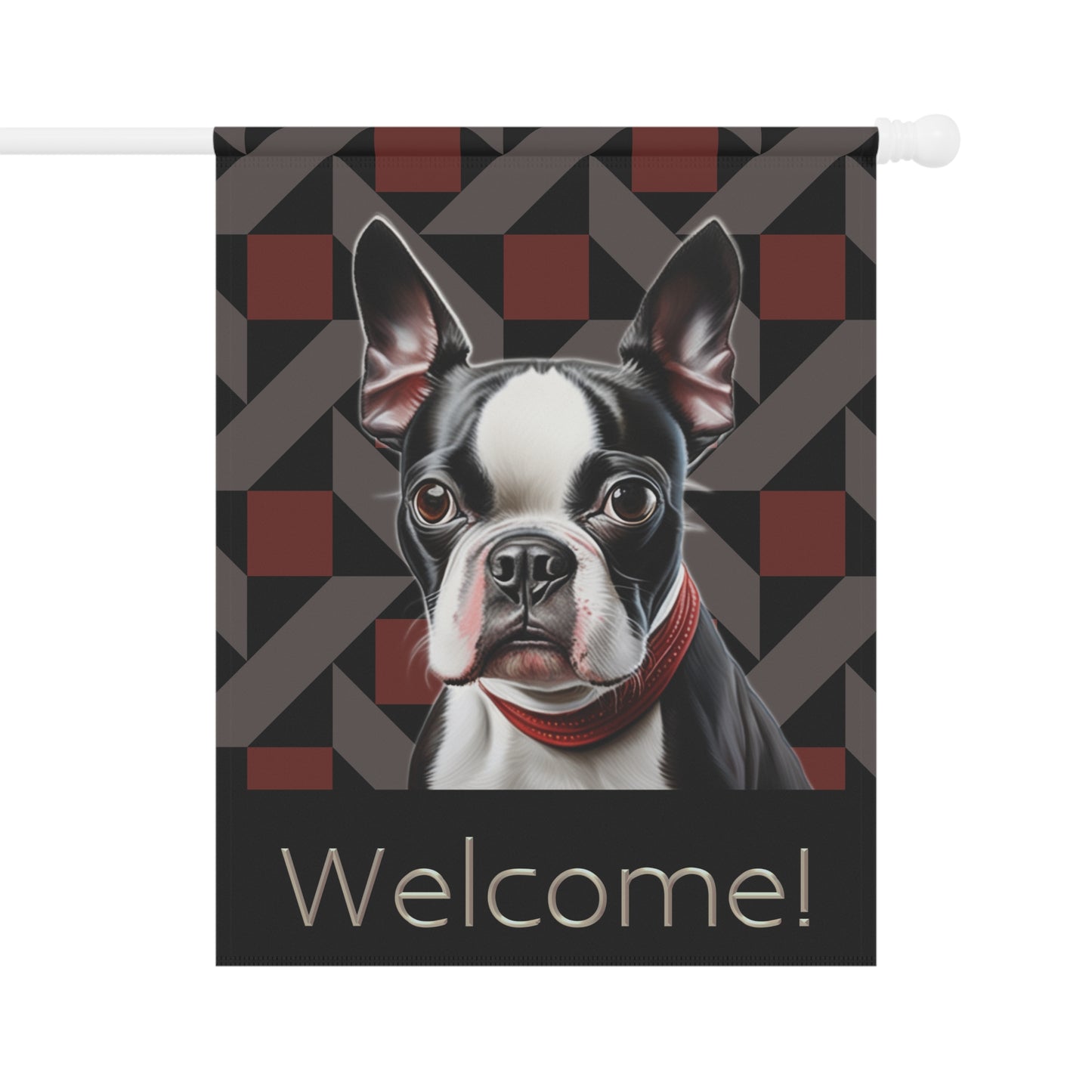 Boston Terrier Welcome 2-Sided Garden & House Flag/Banner