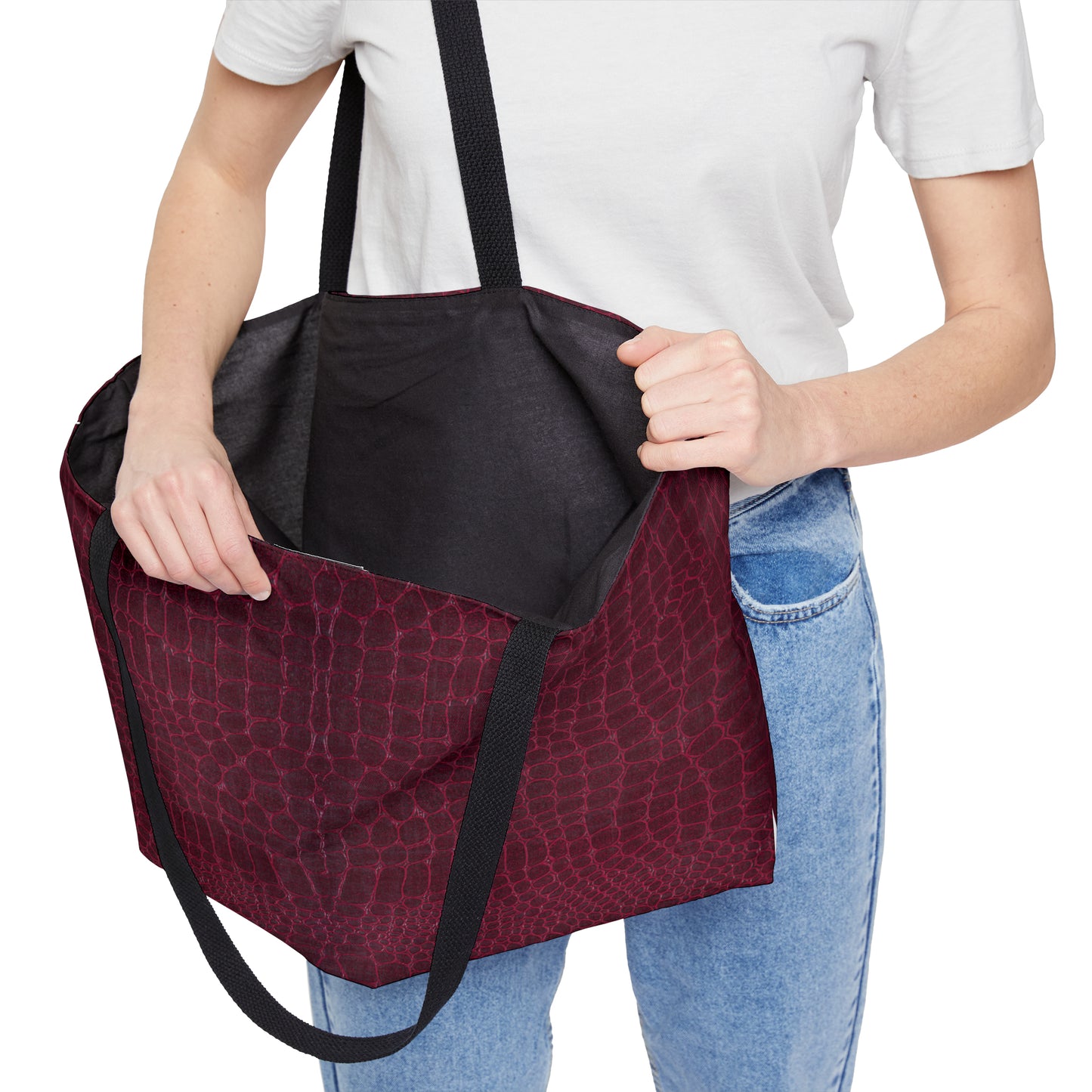 Faux Crocodile Leather in Burgundy Weekender Tote Bag