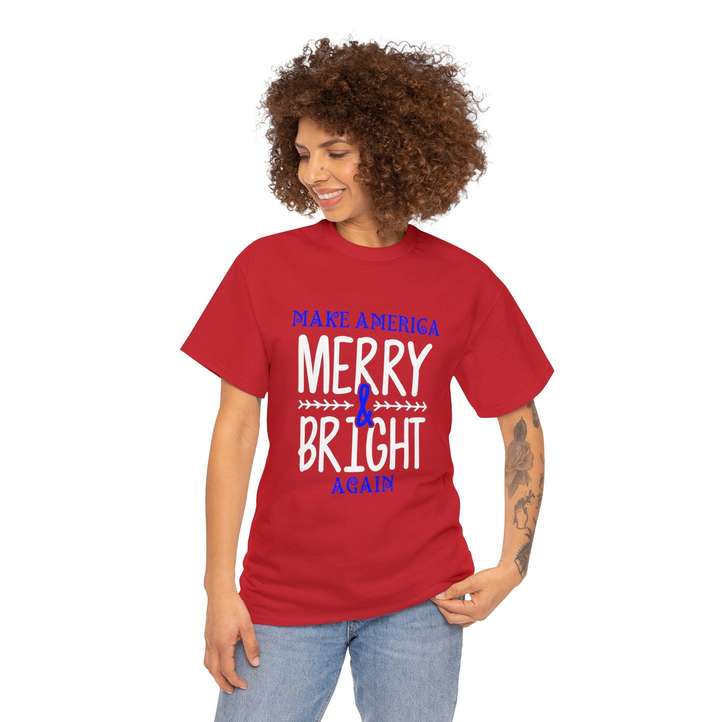 Bold Make America Merry & Bright Again Red Unisex Heavy Cotton Tee