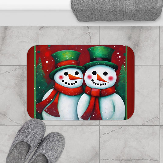 Snowman Couple Microfiber Bath Mat