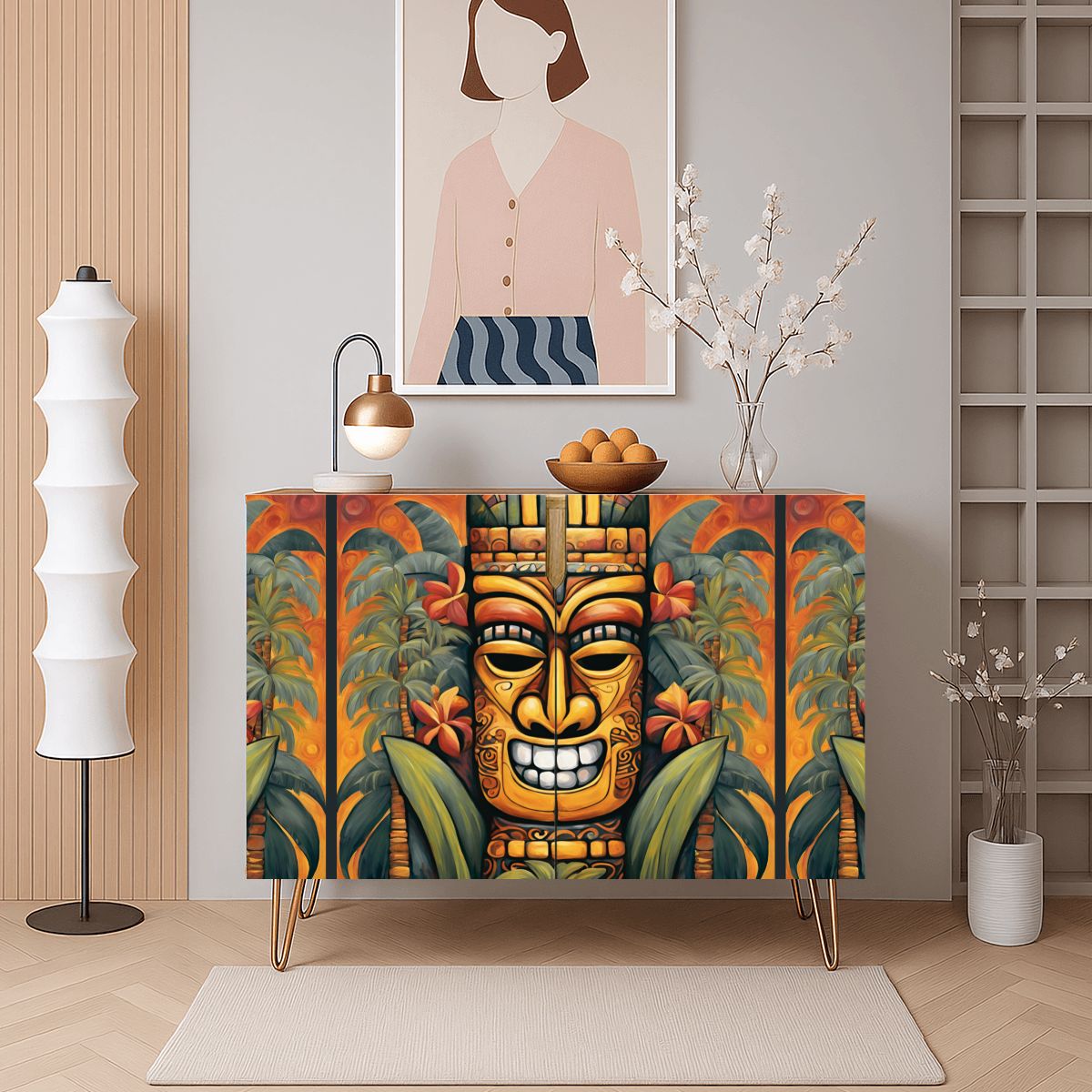 Tiki Art Wooden Storage Cabinet (Made in USA)