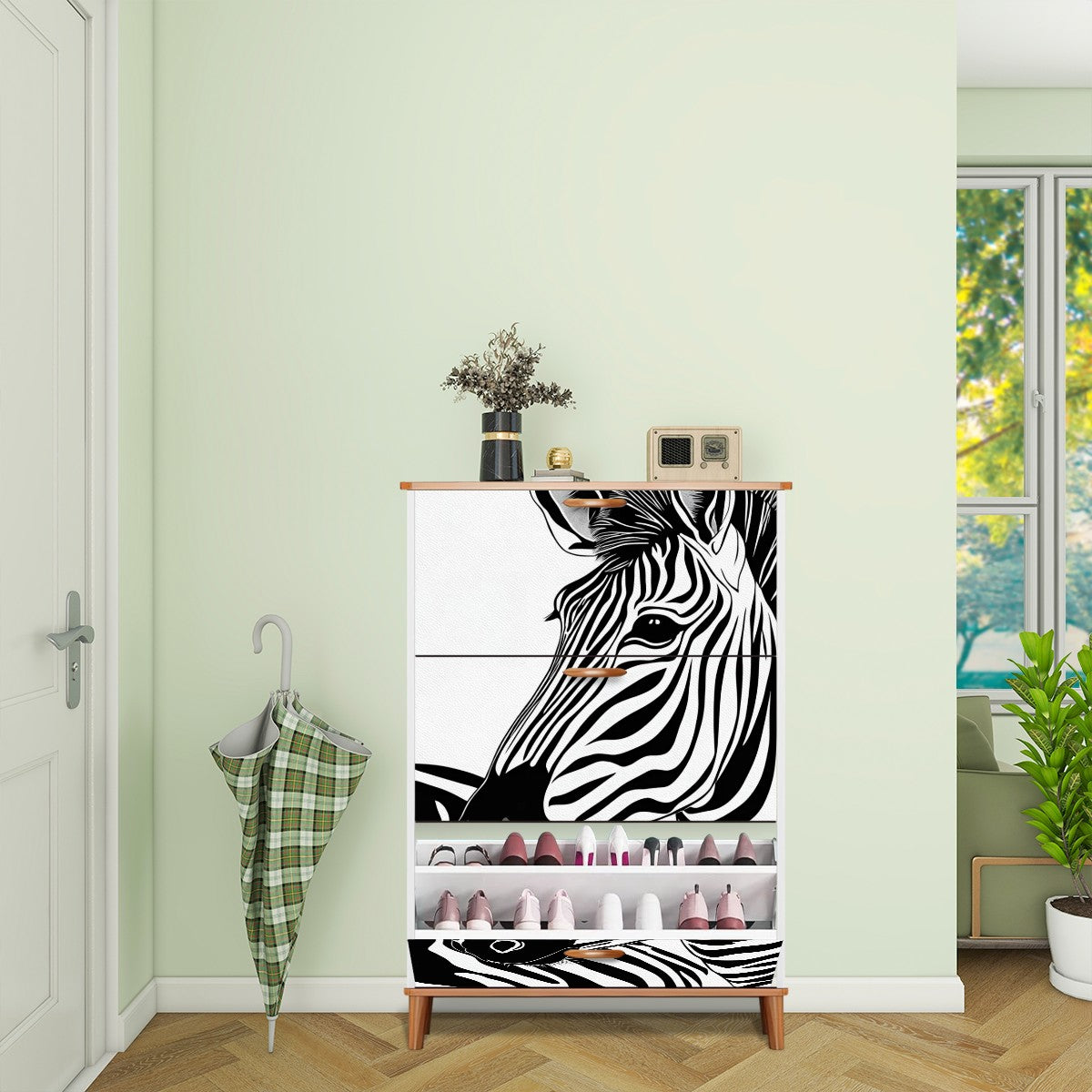Zebra Shoe Cabinet (Made in USA)