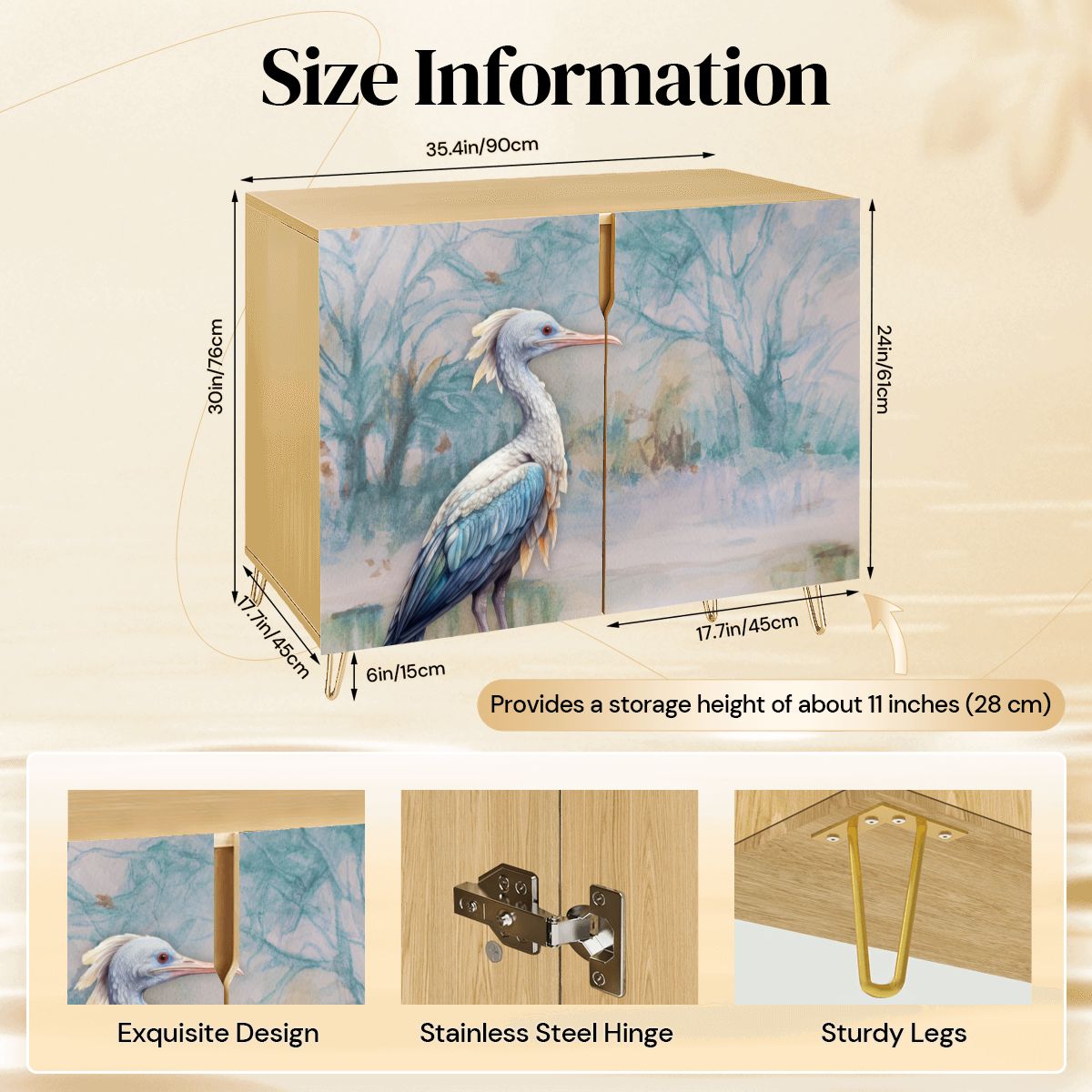 Blue Heron Art Wooden Storage Cabinet (Made in USA)