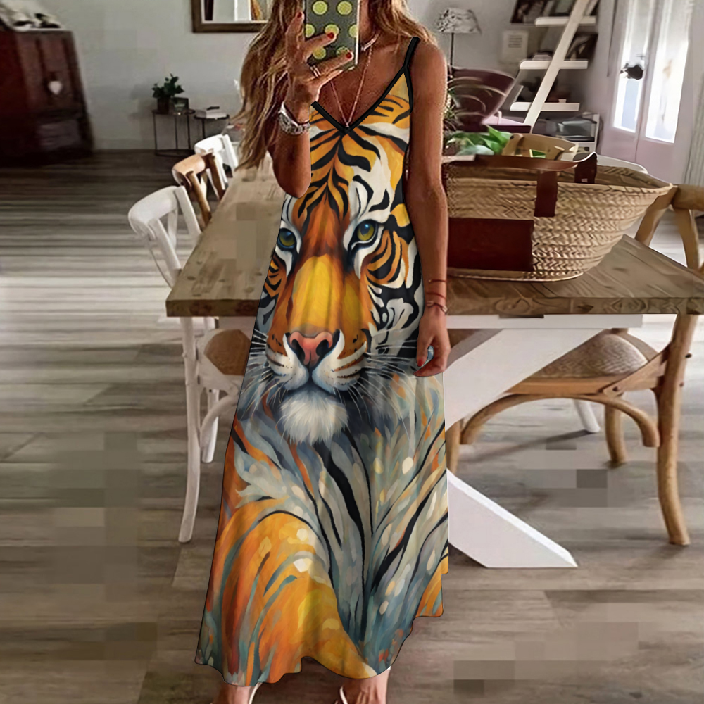Tiger Women's Summer Fashion Maxi Slip Dress