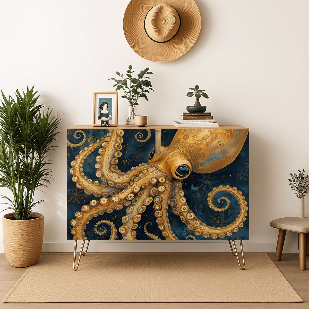 Squid Art Wooden Storage Cabinet (Made in USA)