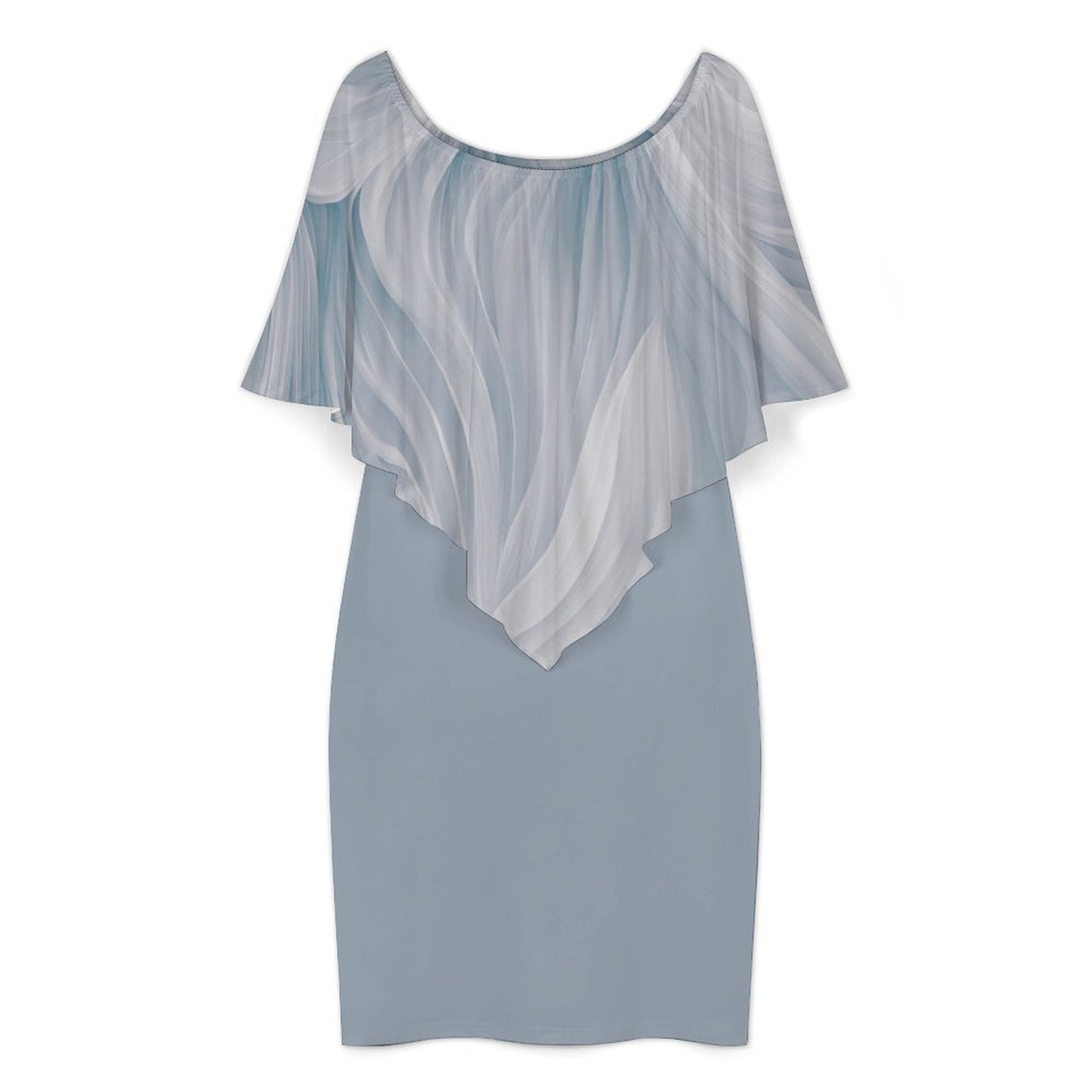 Sway in Blue Women's Off-shoulder Shawl Dress