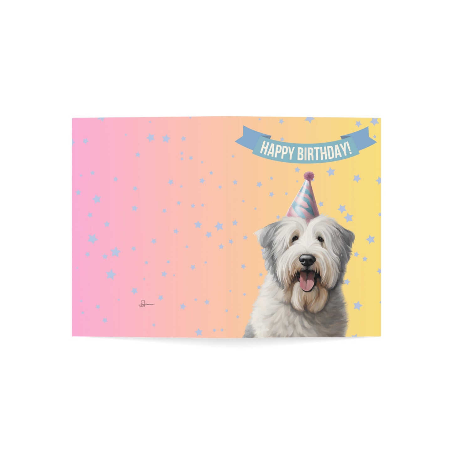 Old English Sheepdog Happy Birthday 5 x 7 Greeting Cards (10 Pack)