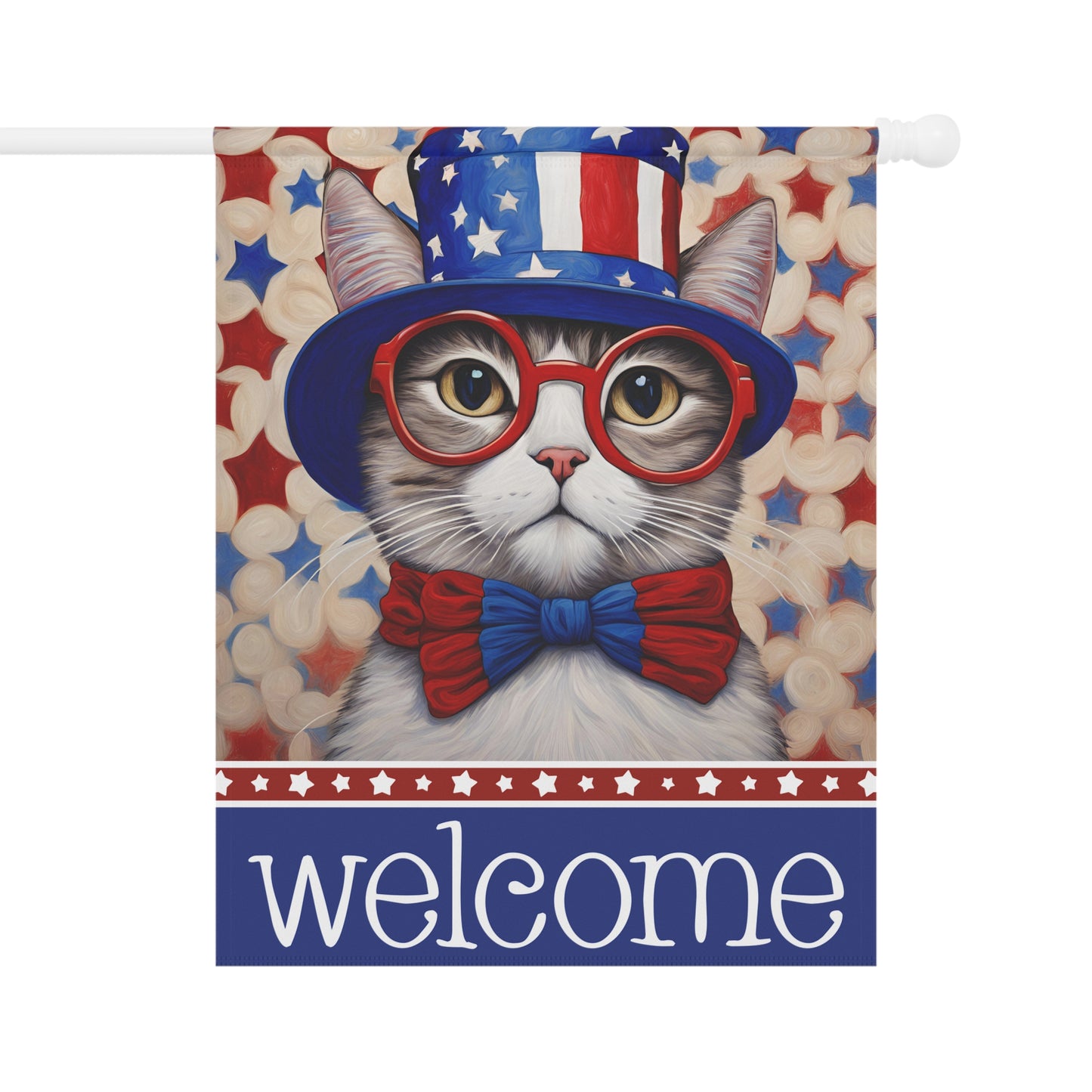 Liberty Cat Welcome 2-Sided Garden & House Flag/Banner