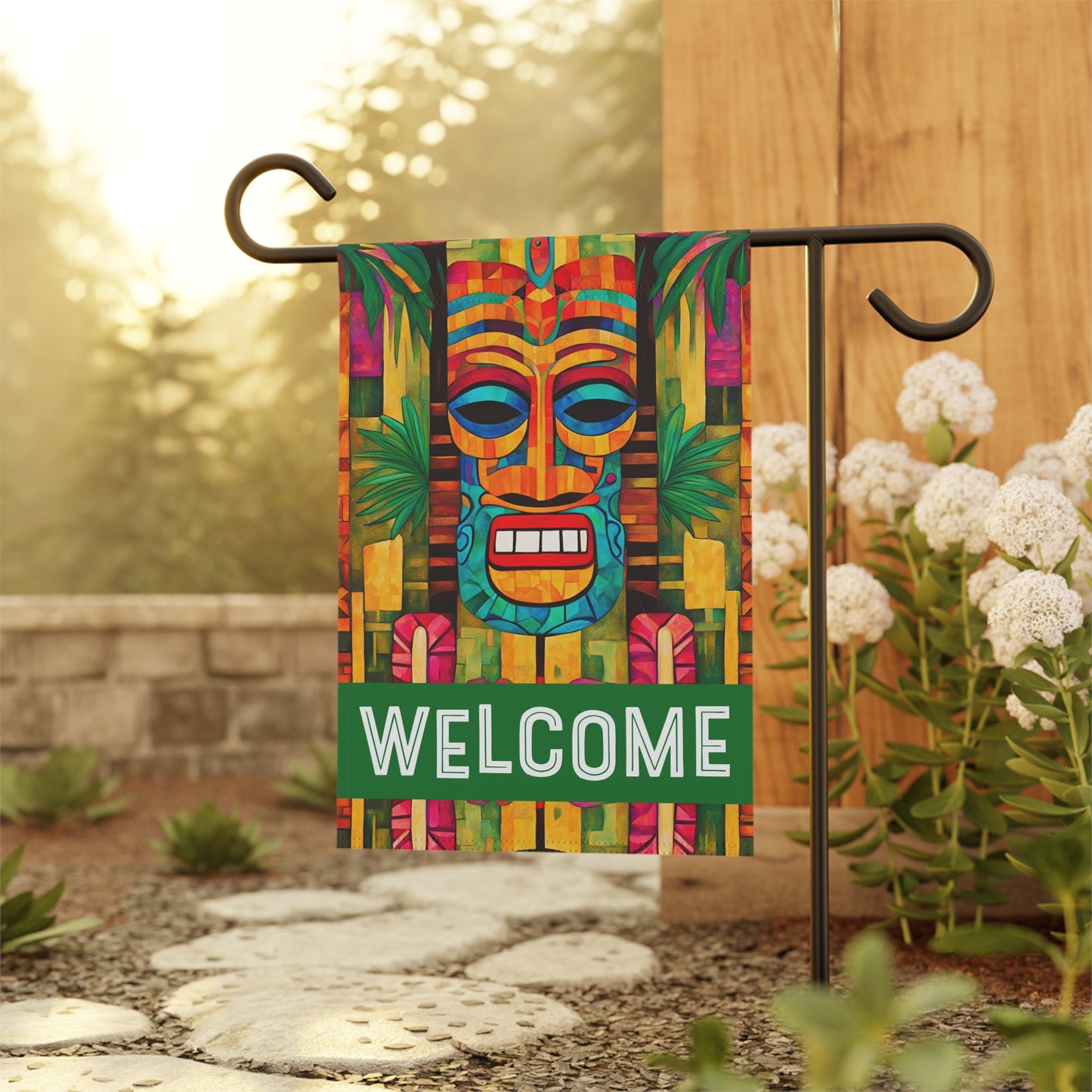 Tiki Burt Welcome 2-Sided Garden & House Flag/Banner