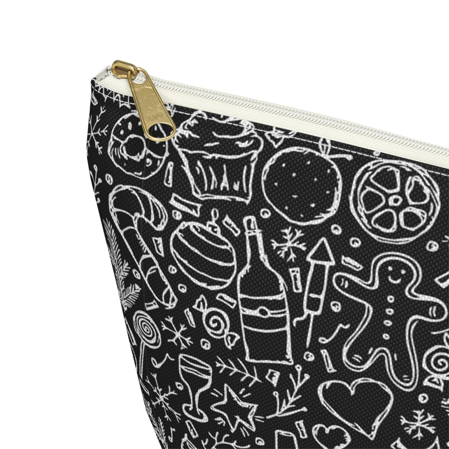 Christmas Holiday Icons in Black & White Accessory Pouch w T-bottom