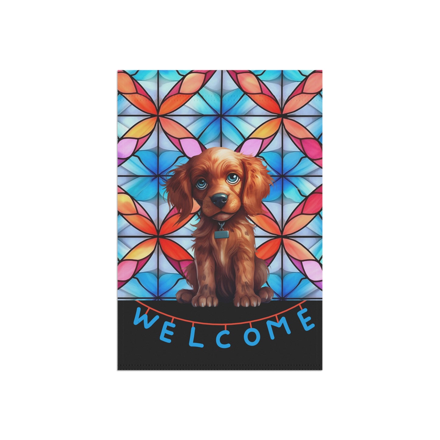 Blue-Eyed Puppy Welcome 2-Sided Garden & House Flag/Banner