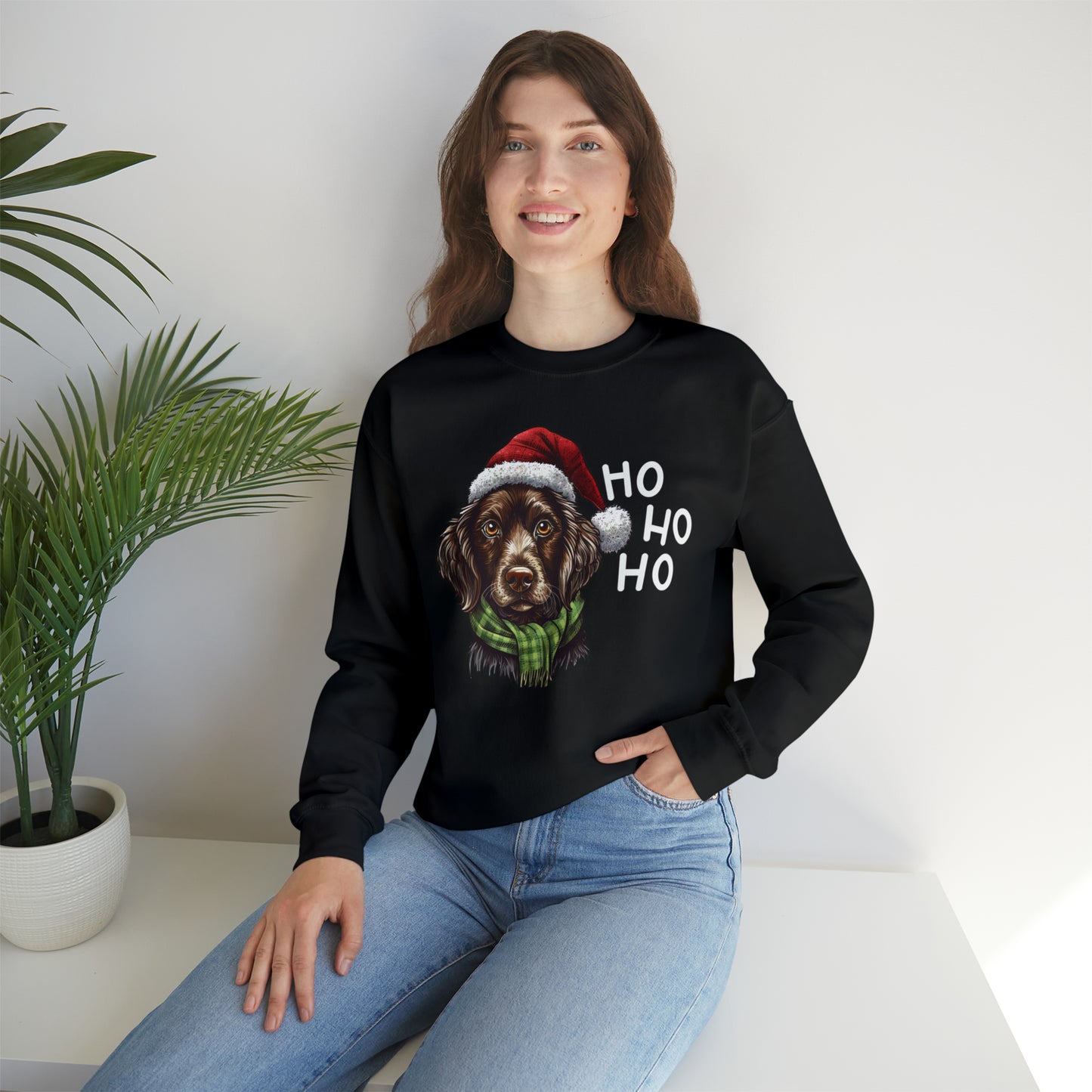 Ho Ho Ho Ready For Christmas Cute Dog Unisex Heavy Blend™ Crewneck Sweatshirt