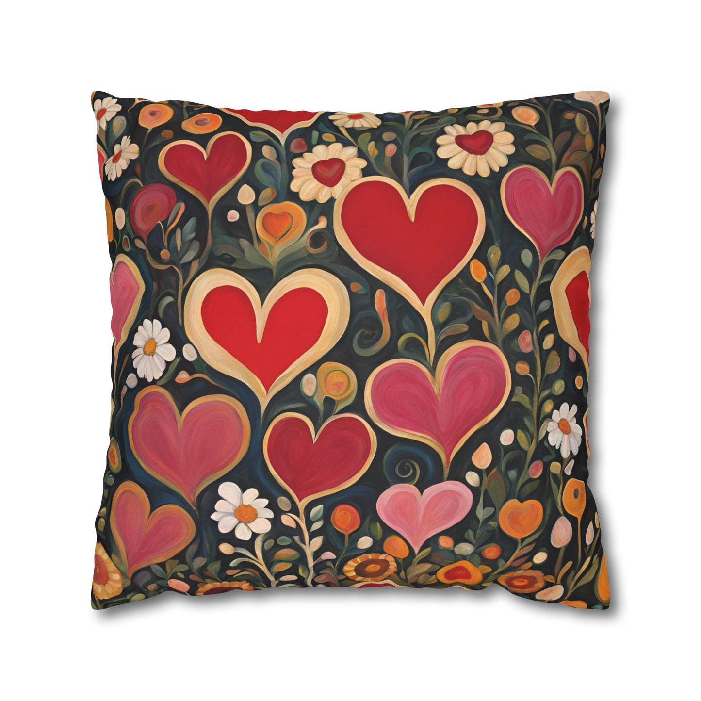 Heart Garden Square Poly Canvas Pillowcase