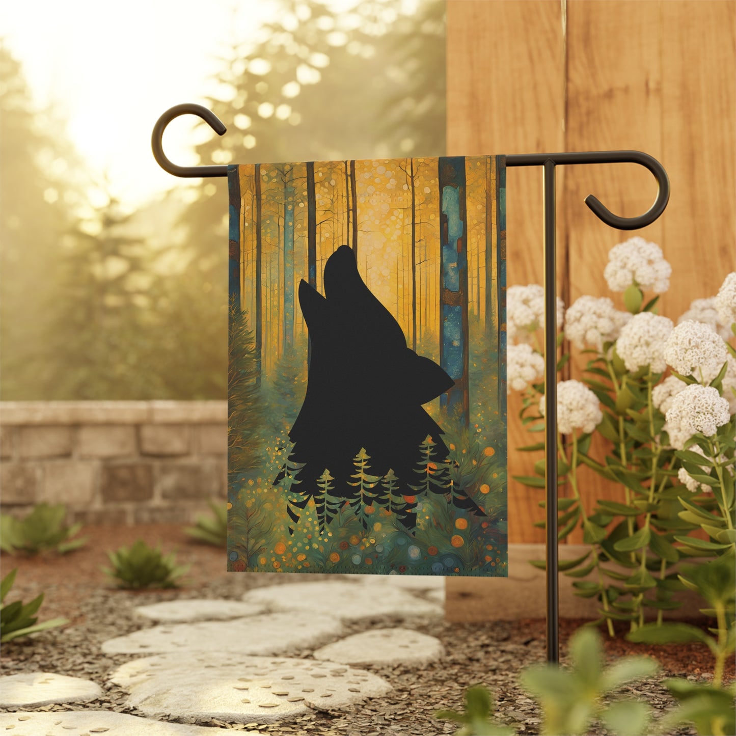 Wolf Head Silhouette 2-Sided Garden & House Flag/Banner