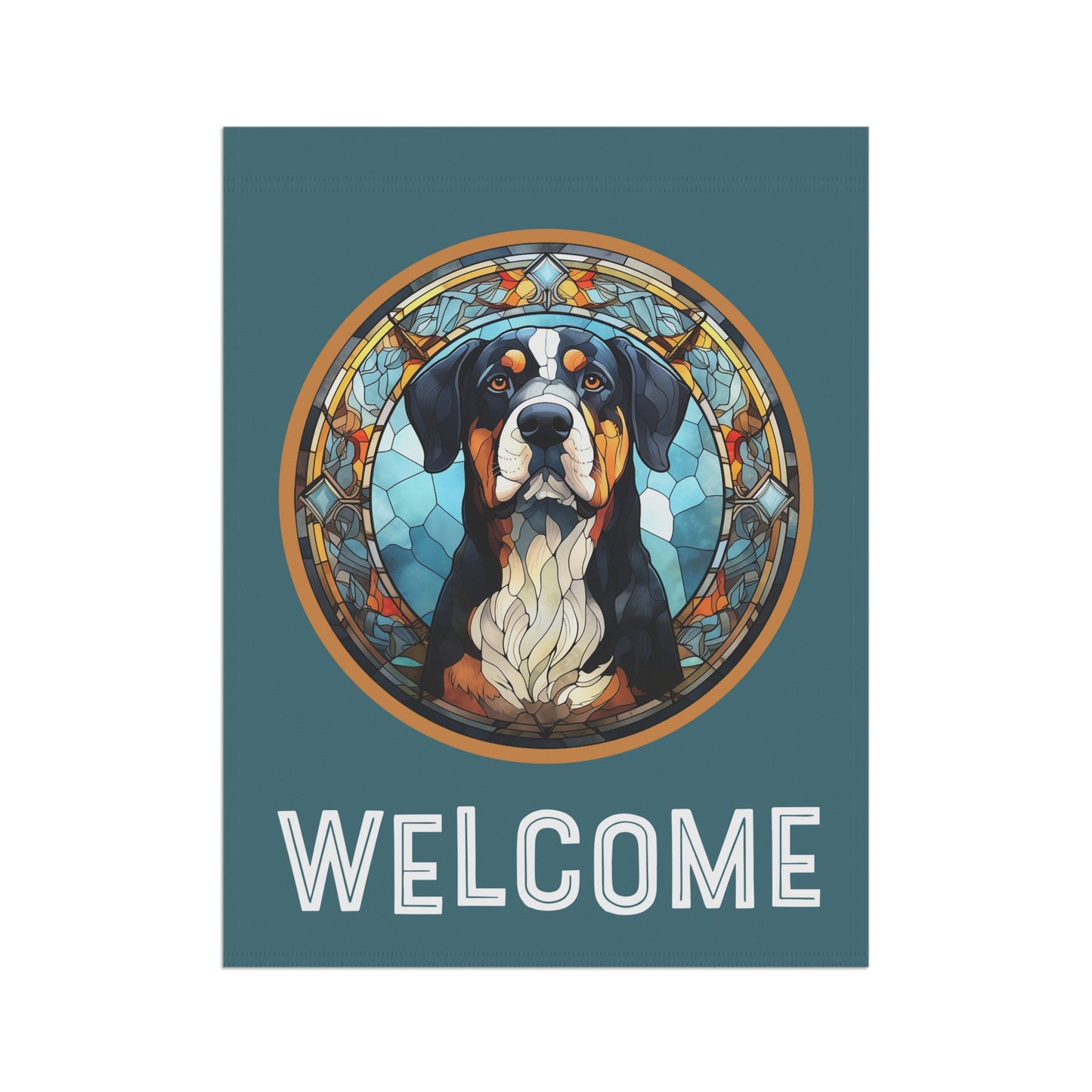 Greater Swiss Mountain Dog Welcome 2-Sided Garden & House Flag/Banner