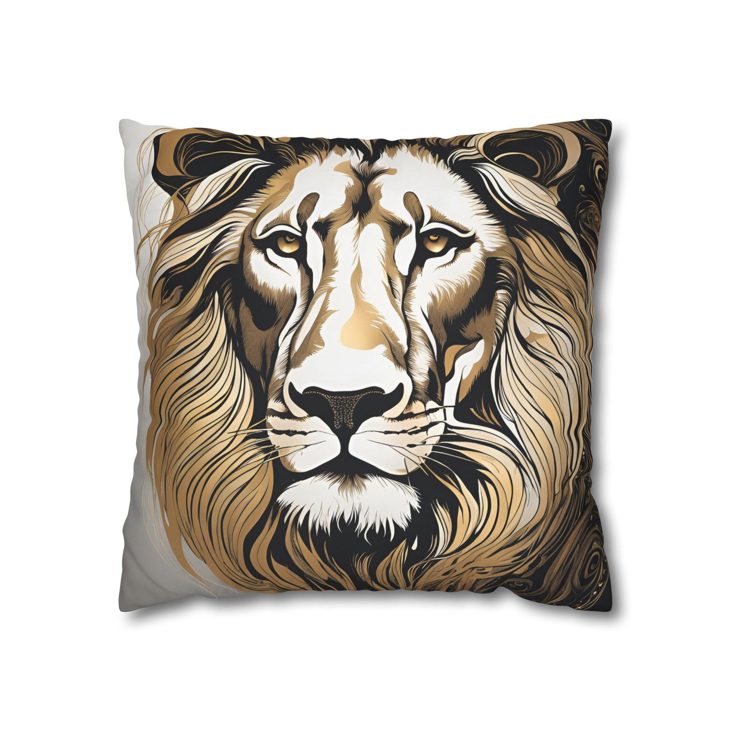 Lion Square Poly Canvas Pillowcase