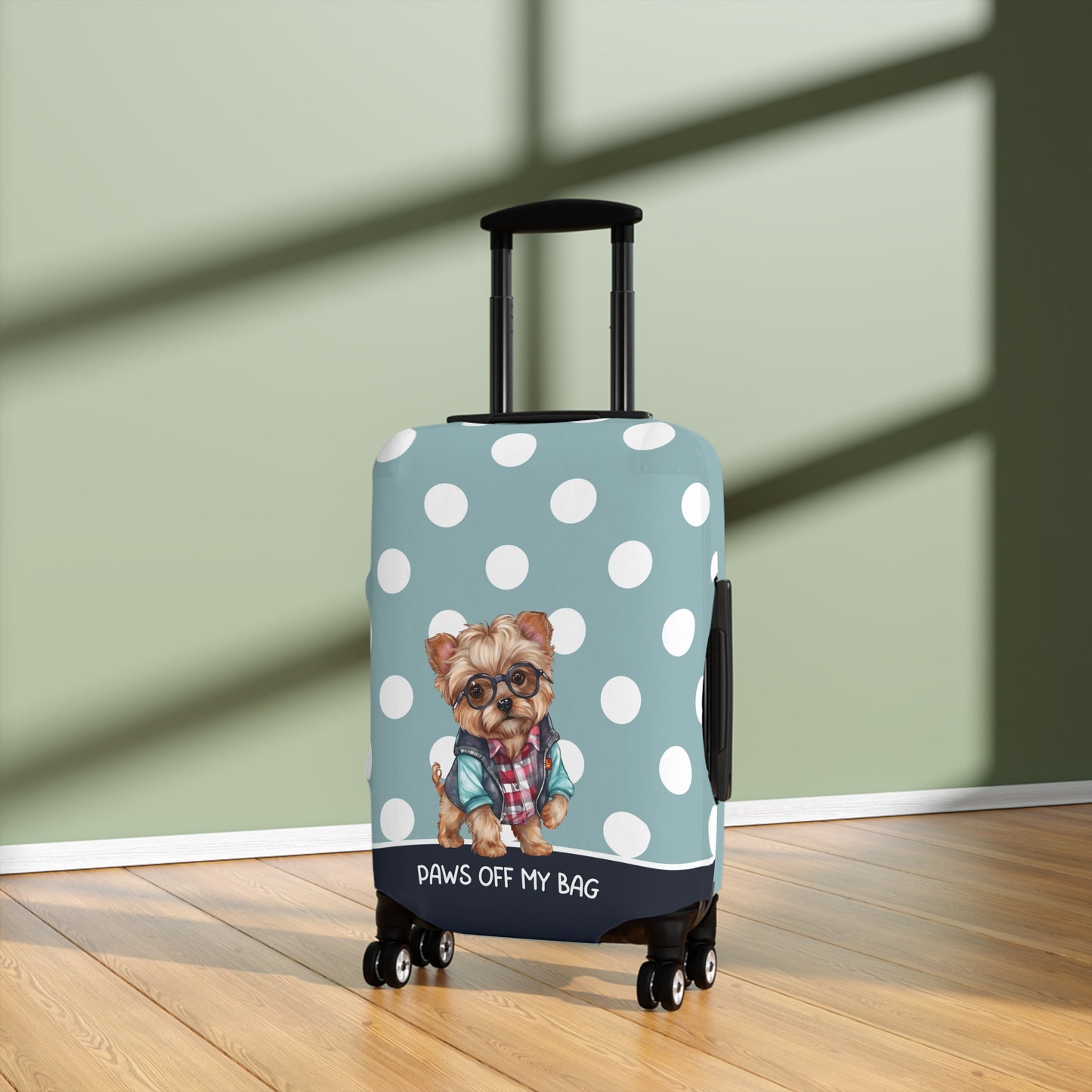 Yorkie In Jacket & Glasses Paws Of My Bag Luggage Cover