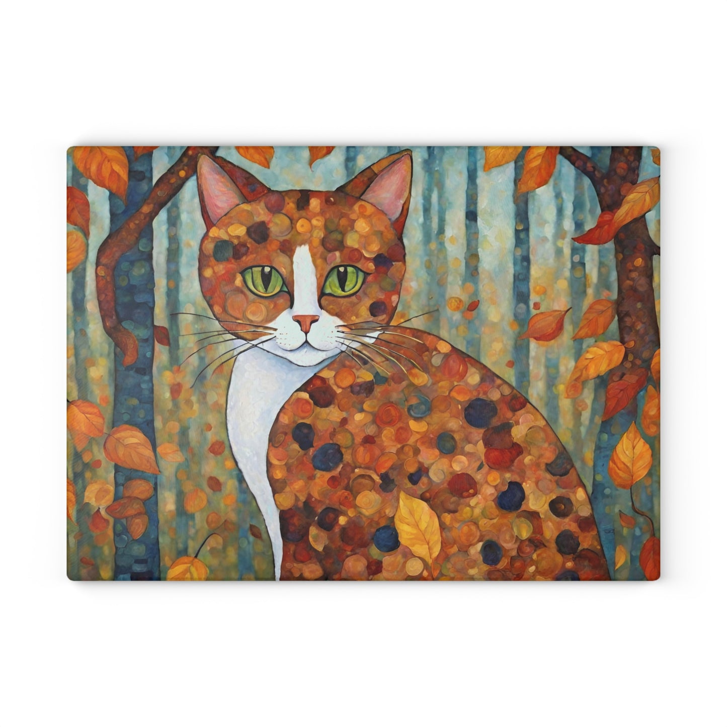 Falling For You Cat in Autumn Tempered Glass Cutting Board