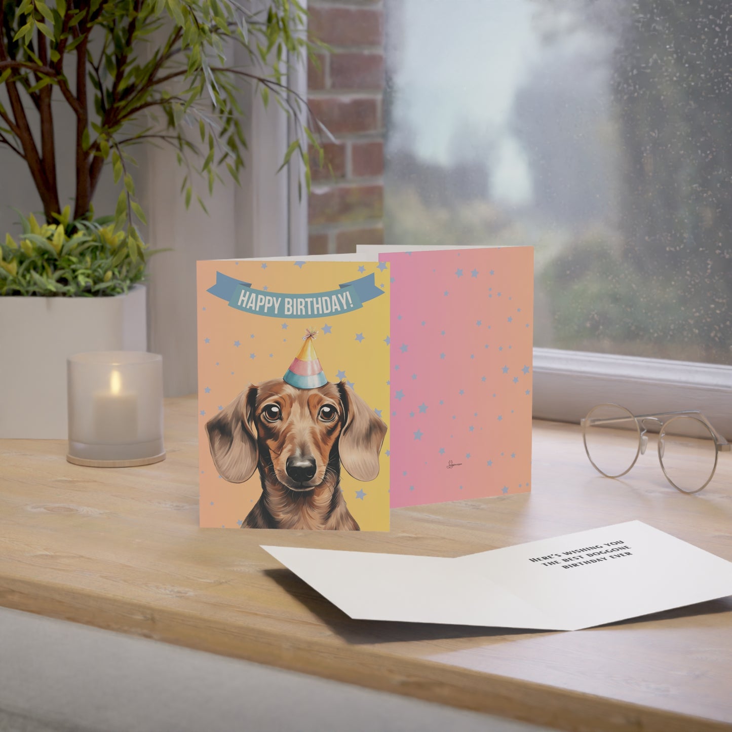 Dachshund Happy Birthday 5 x 7 Greeting Cards (10 Pack)