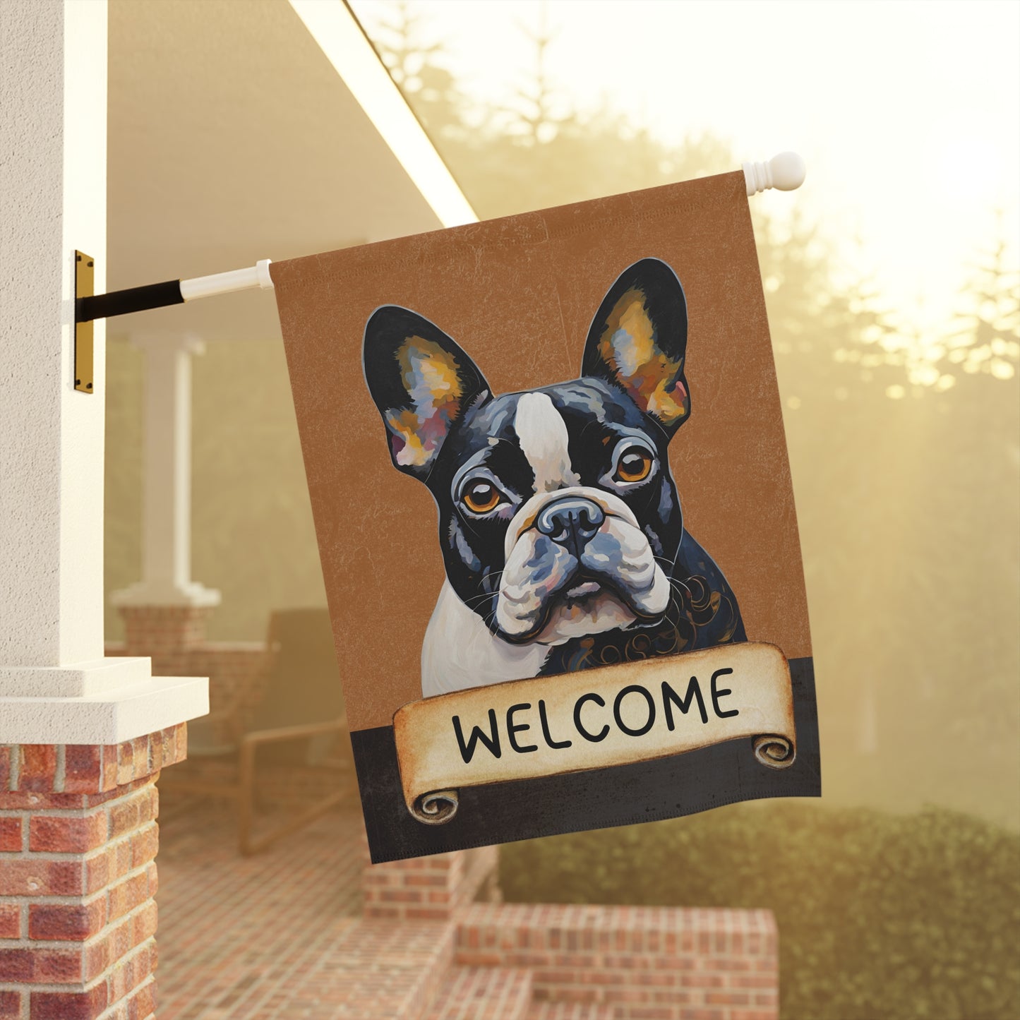 French Bulldog Welcome 2-Sided Garden & House Flag/Banner