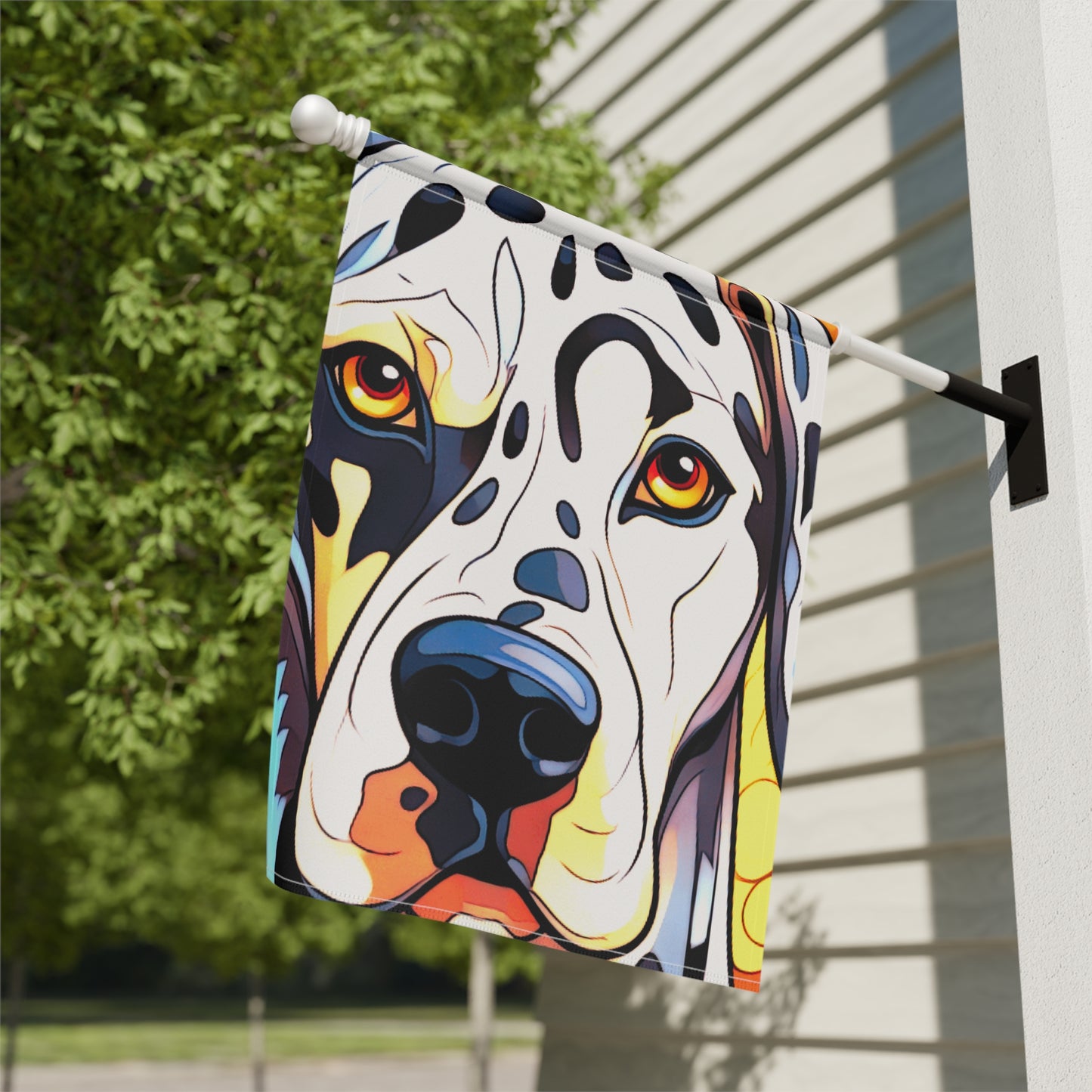 Dalmatian Face Stained Glass Look 2-Sided Garden & House Flag/Banner