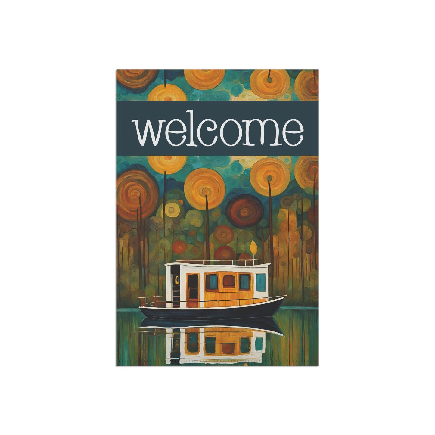 Houseboat Welcome 2-Sided Garden & House Flag/Banner