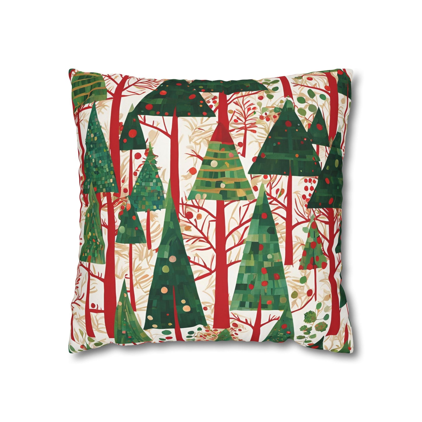 Modern Christmas Trees Square Poly Canvas Pillowcase