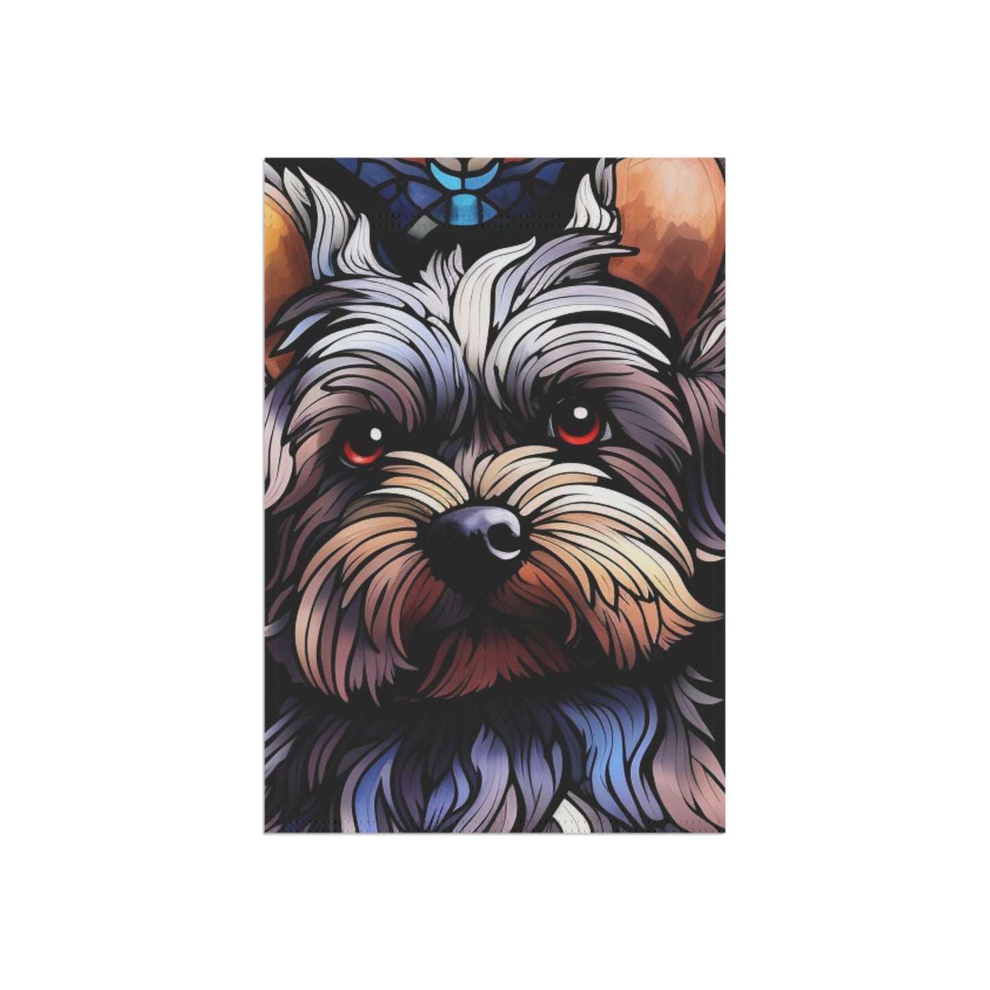 Yorkshire Terrier Face Stained Glass Yorkie 2-Sided Garden & House Flag/Banner