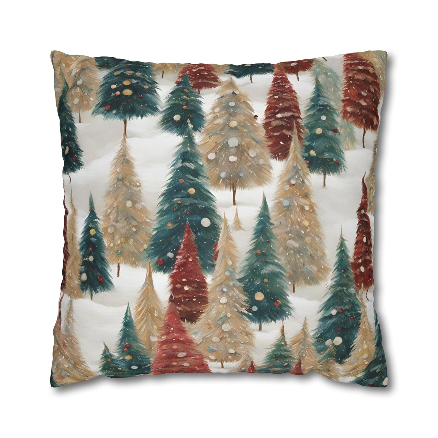 Pines in the Snow Square Poly Canvas Pillowcase