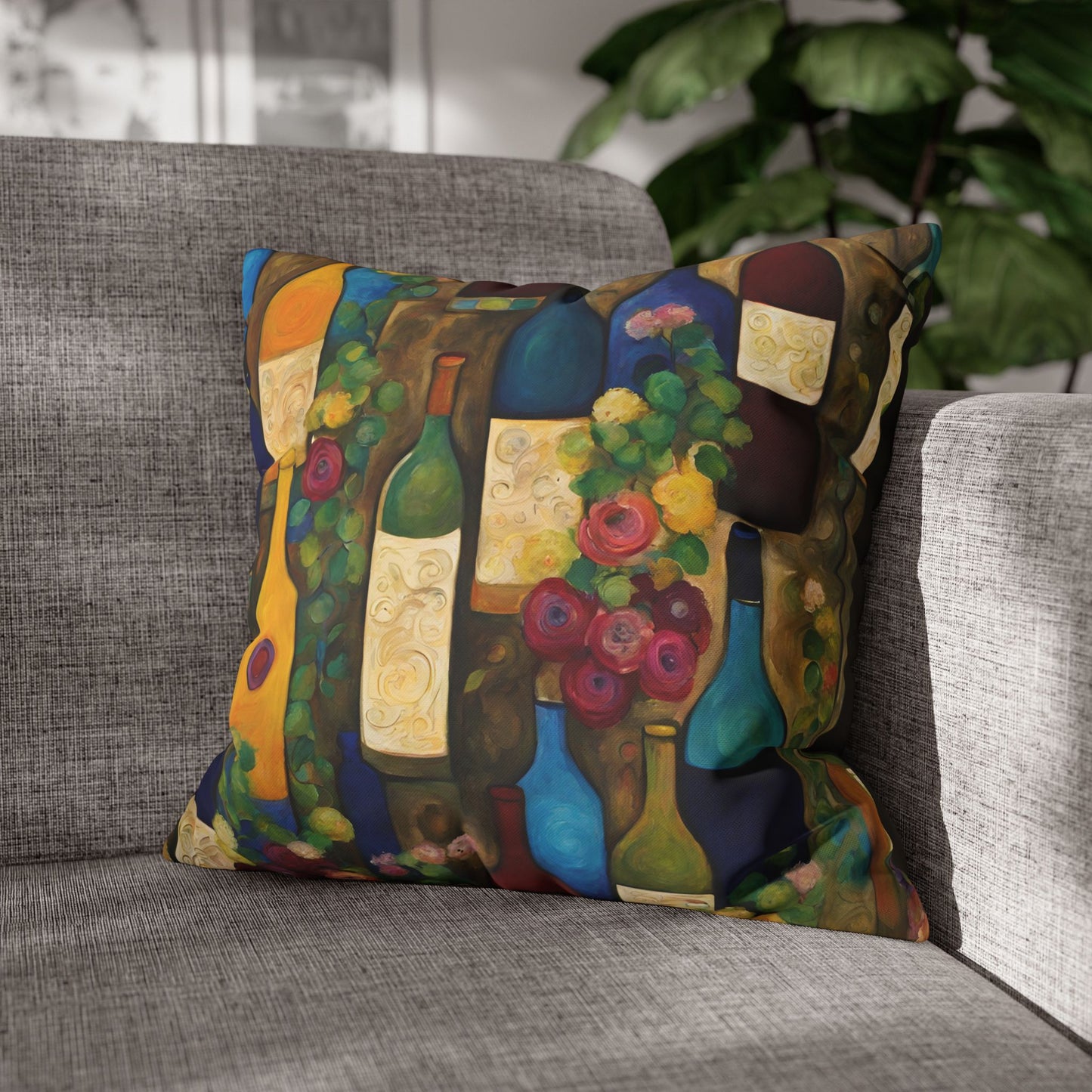 Wine Garden Square Poly Canvas Pillowcase