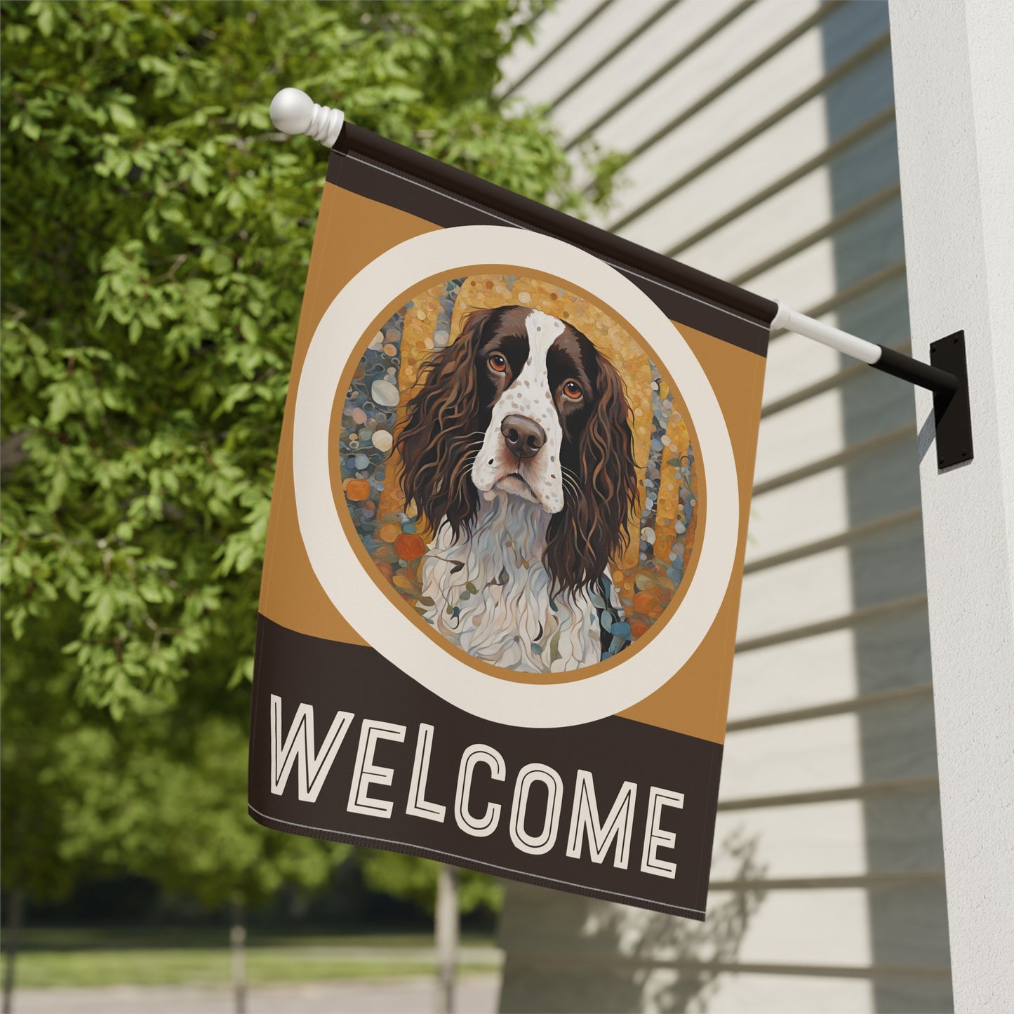 English Springer Spaniel Welcome 2-Sided Garden & House Flag/Banner