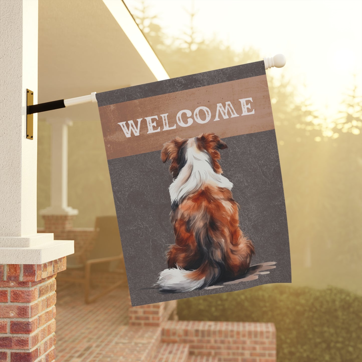 Australian Shepherd Welcome 2-Sided Garden & House Flag/Banner