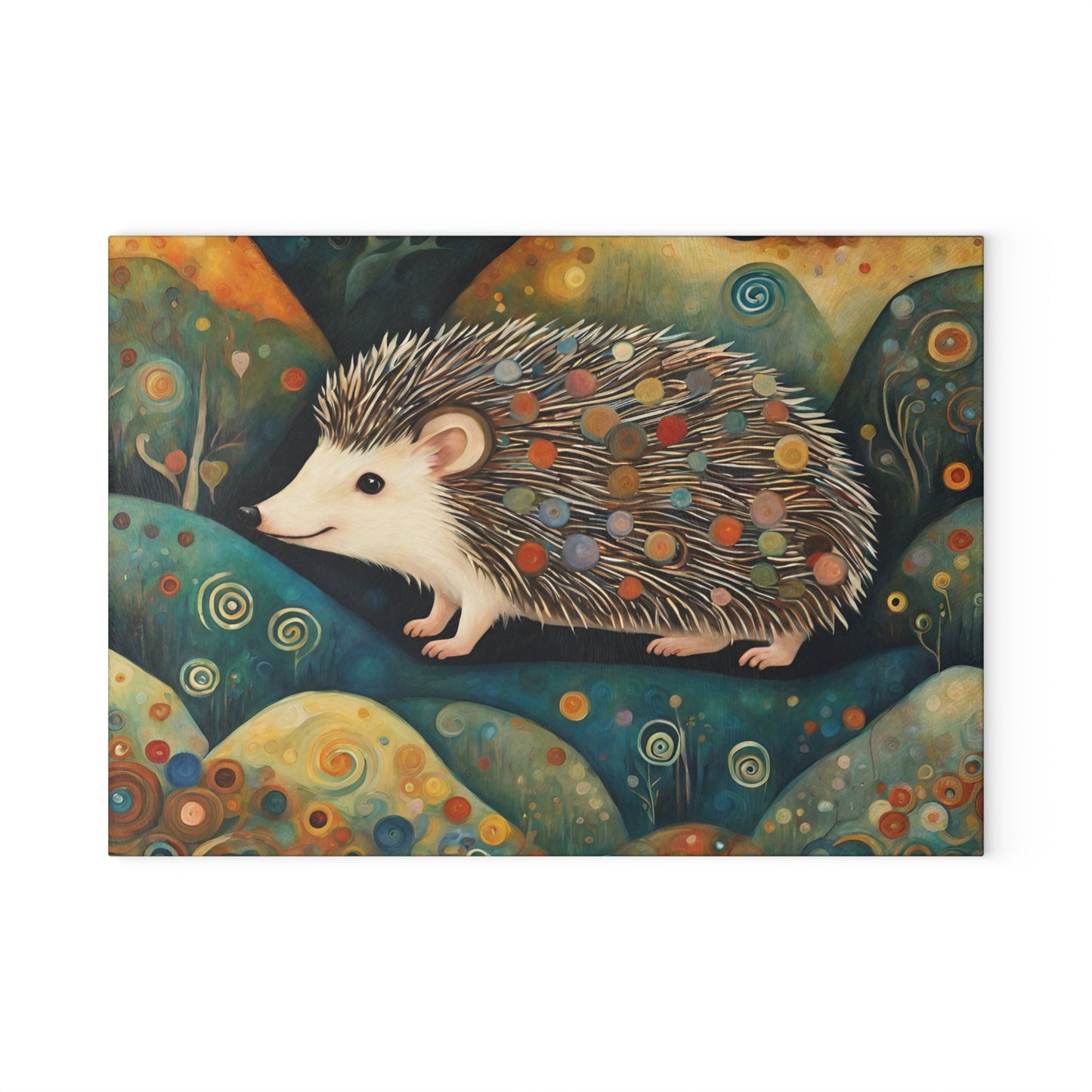 Mountain Forest Hedgehog Tempered Glass Cutting Board